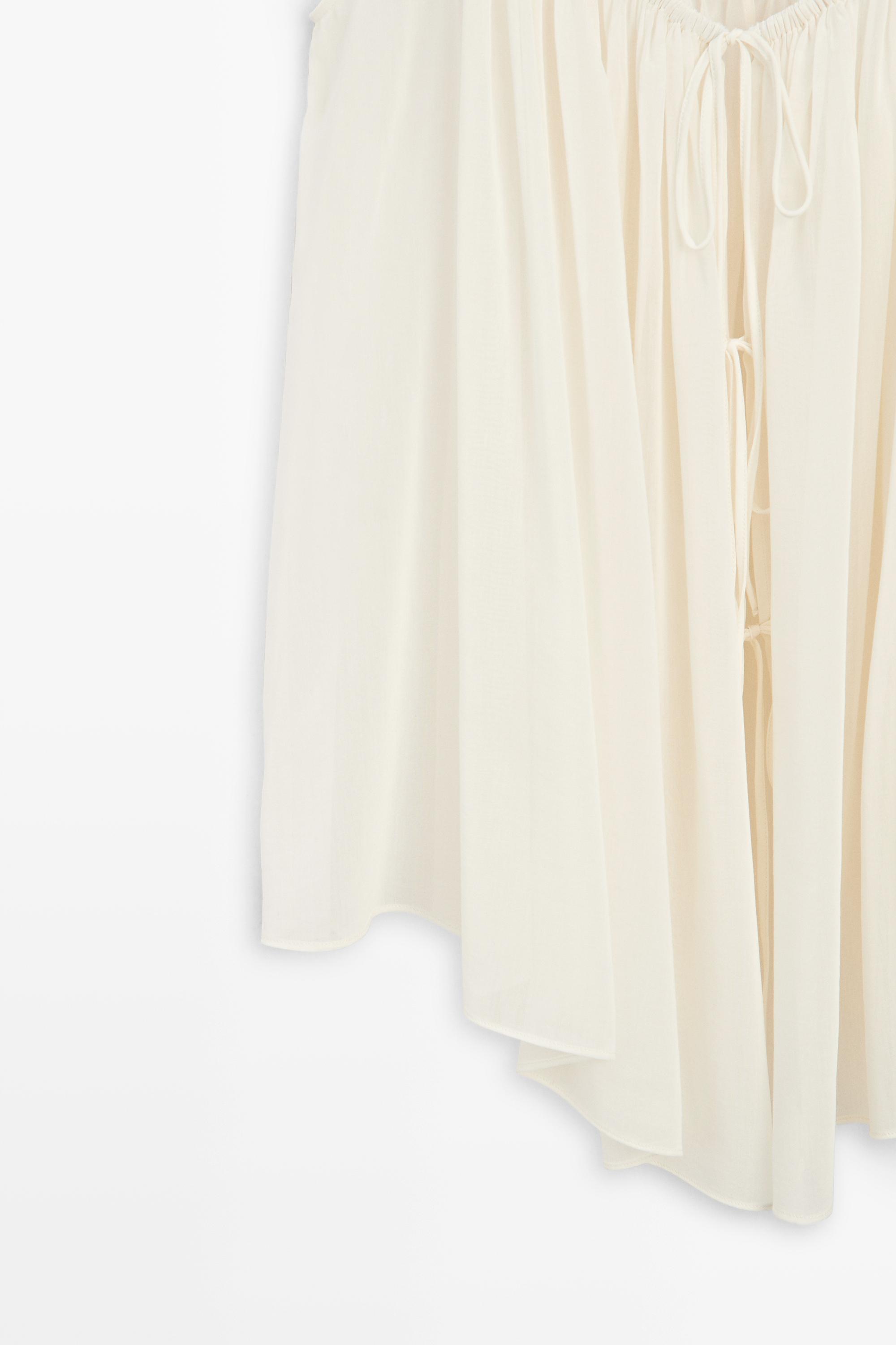 Cotton cupro blend camisole with bow details — CREAM