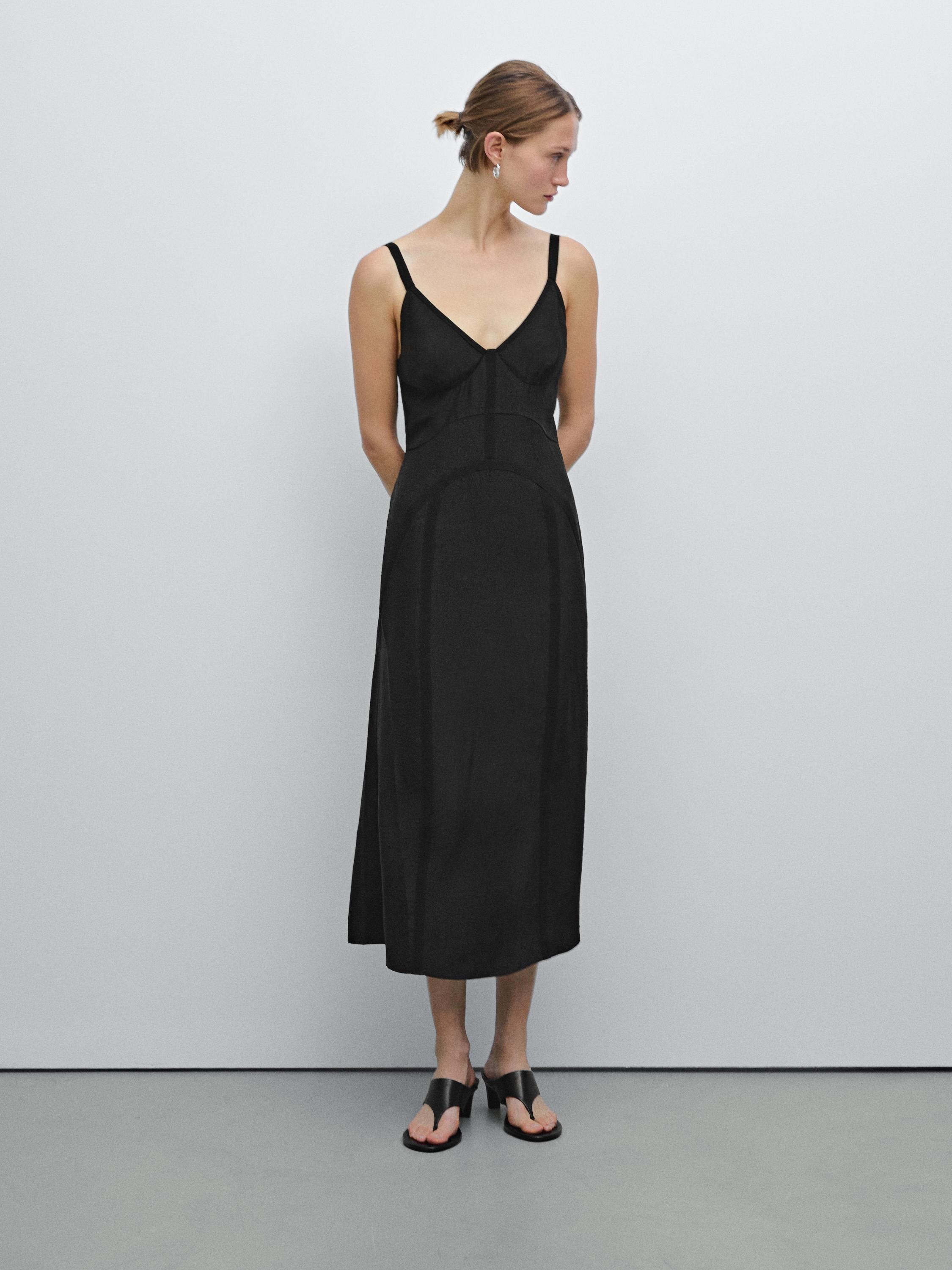 Camisole midi dress with seam details