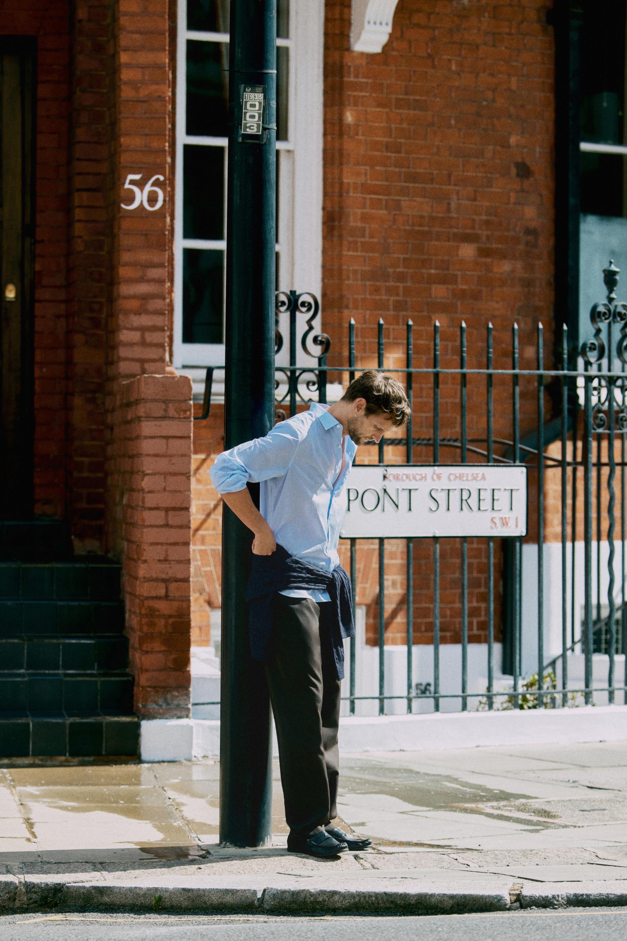Striped regular fit shirt — SKY BLUE
