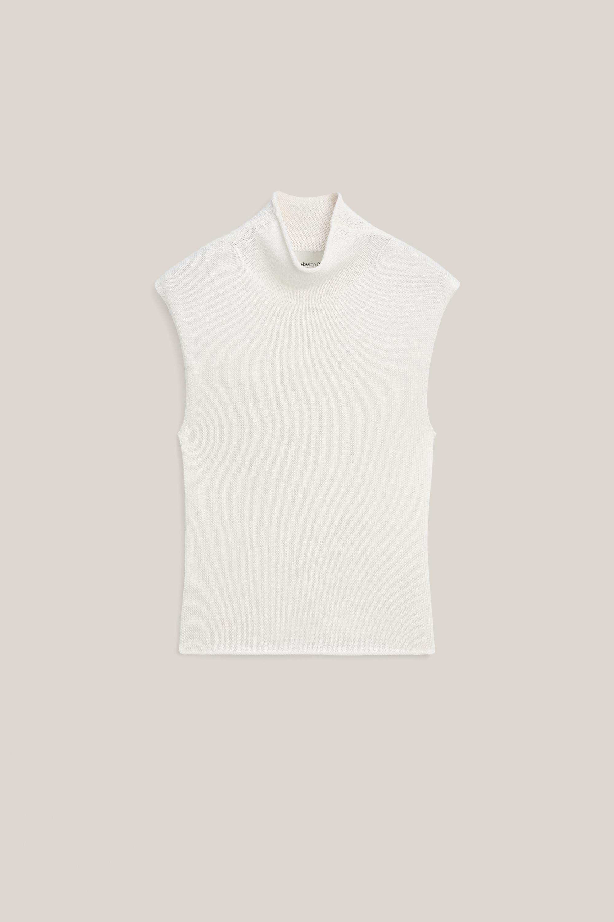 Knit cotton and silk mock turtleneck top - LIMITED EDITION — CREAM