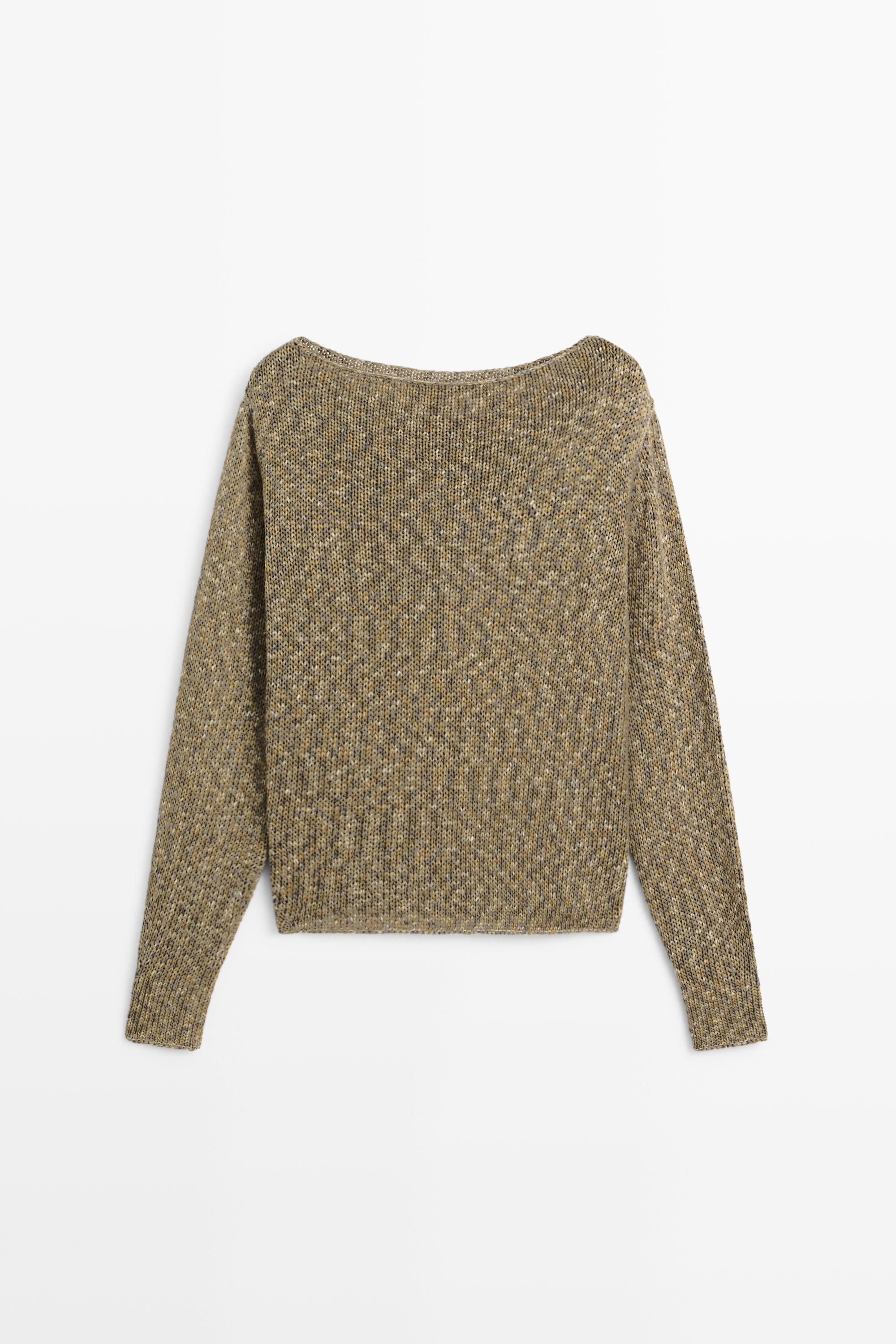 Cotton boat neck sweater — GREEN