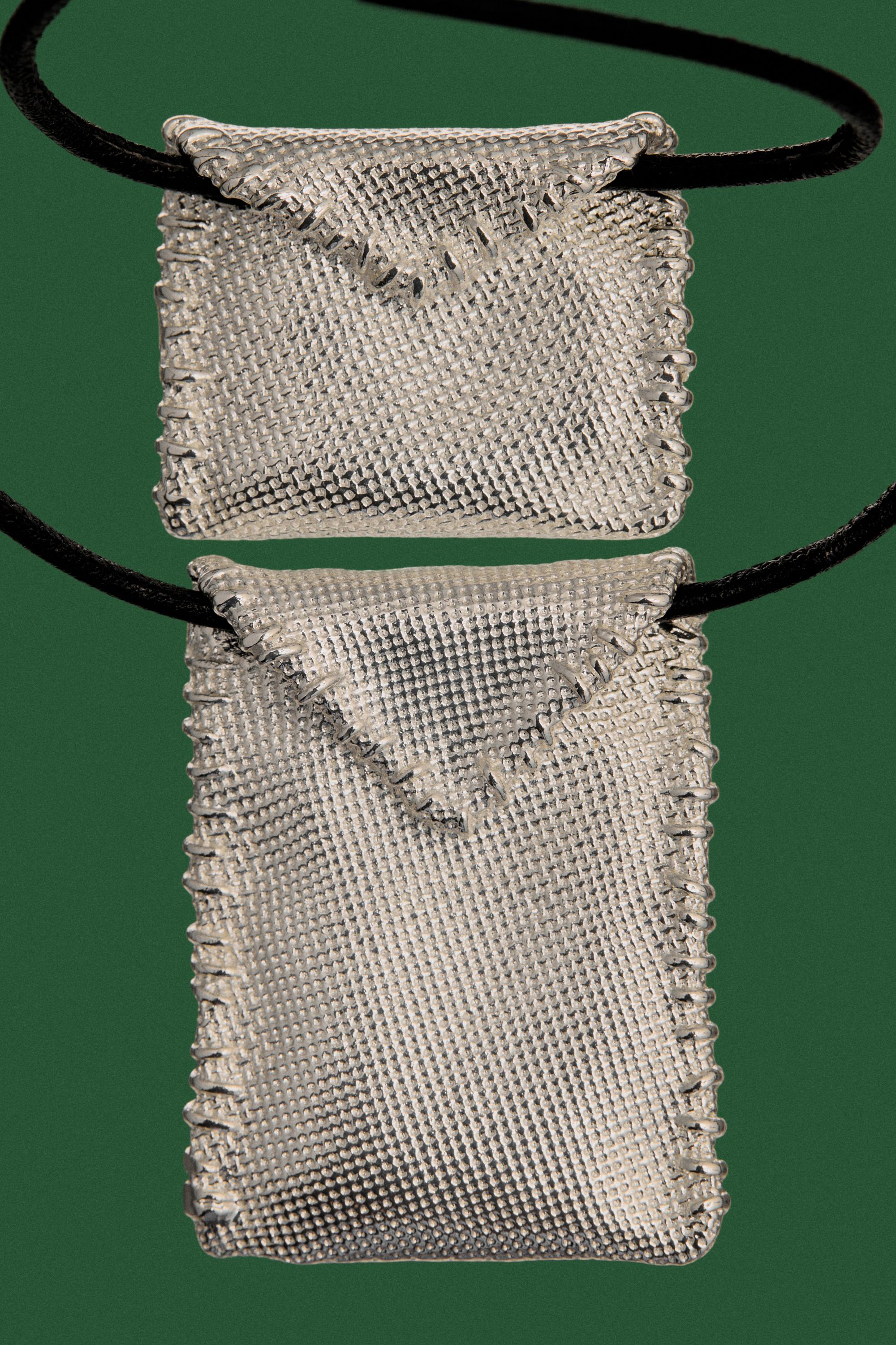 Envelope cord necklace — SILVER