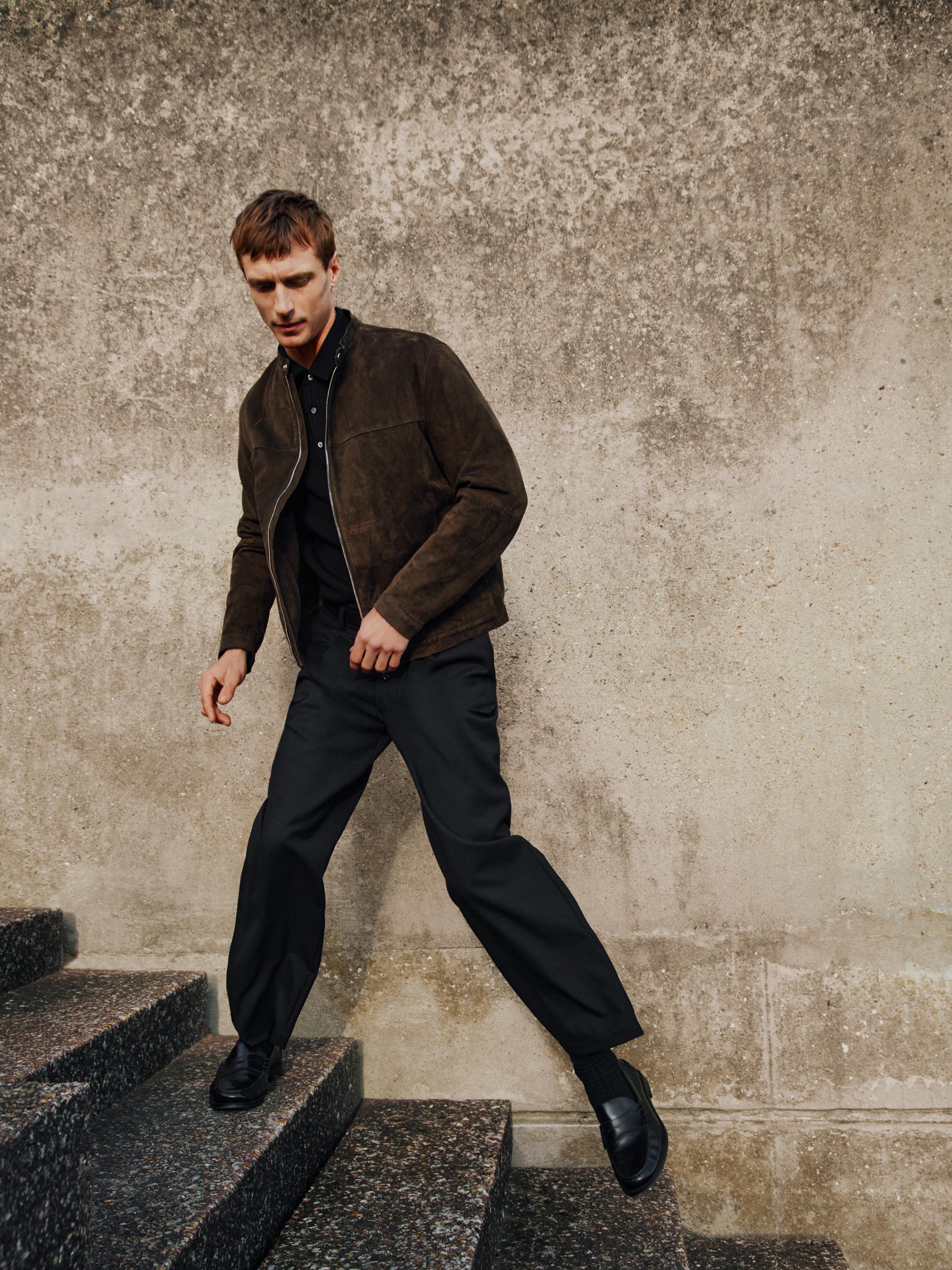 Suede leather jacket — KHAKI