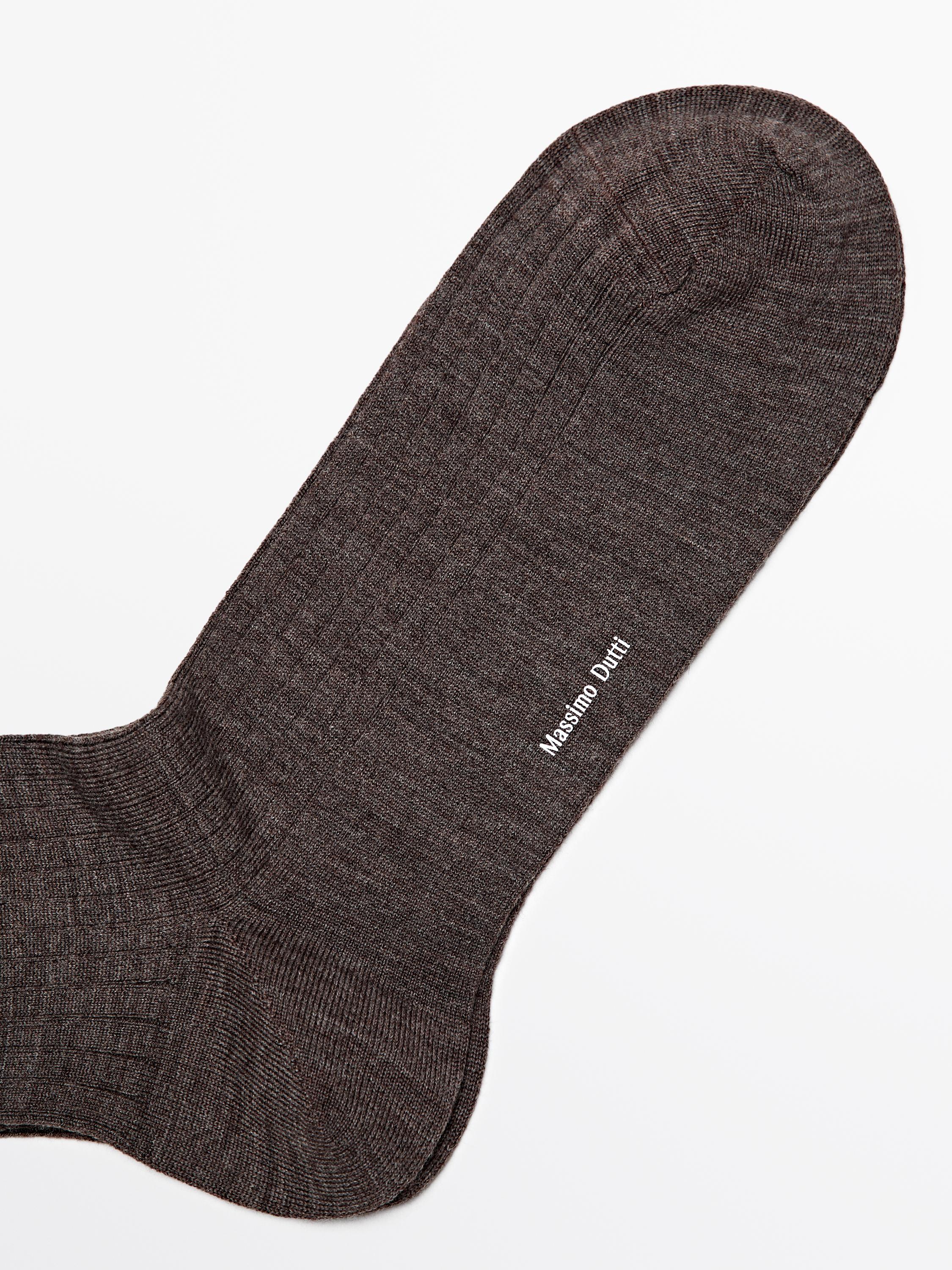 Ribbed knit wool blend socks