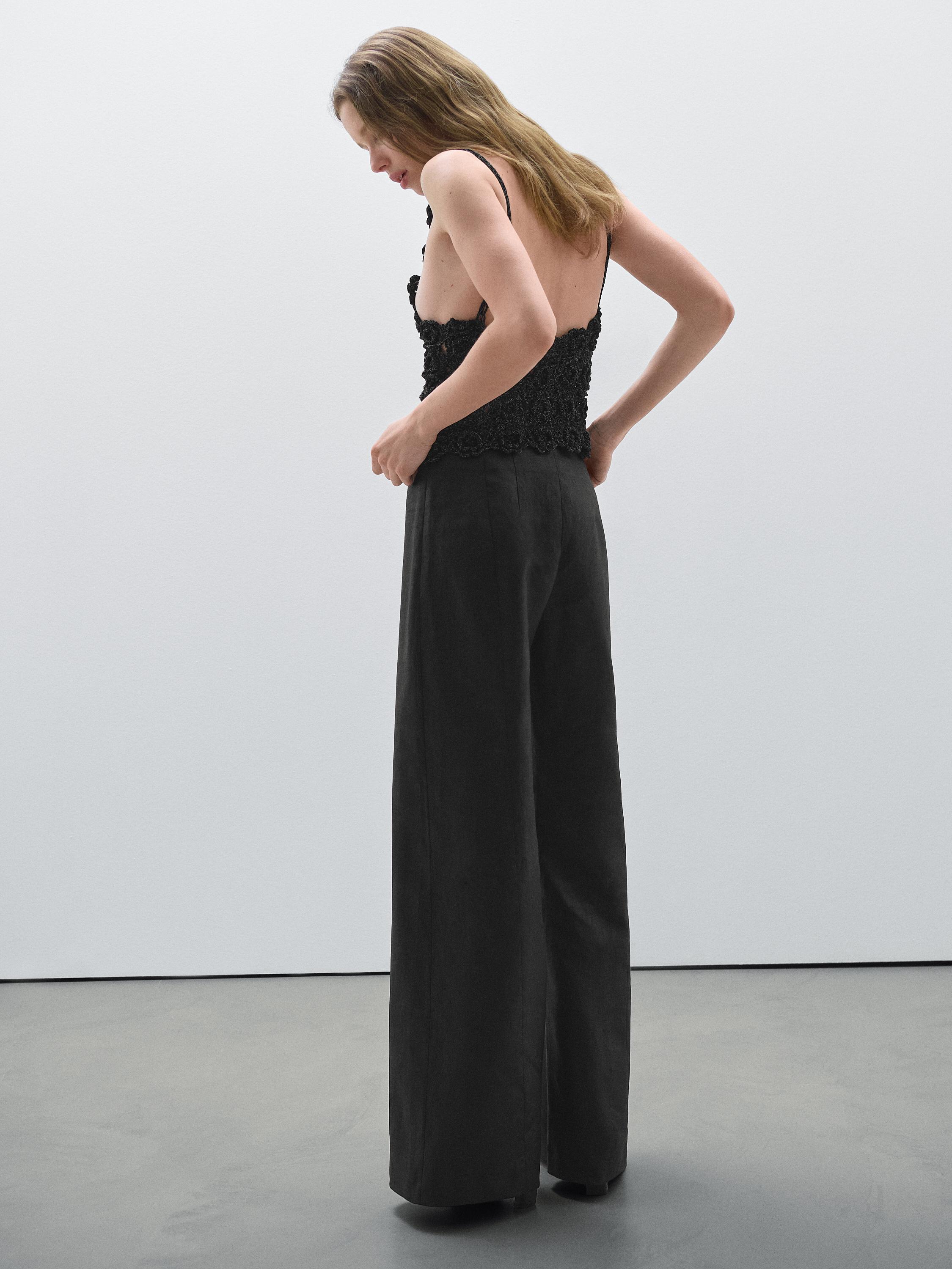 100% linen wide-leg trousers - Studio