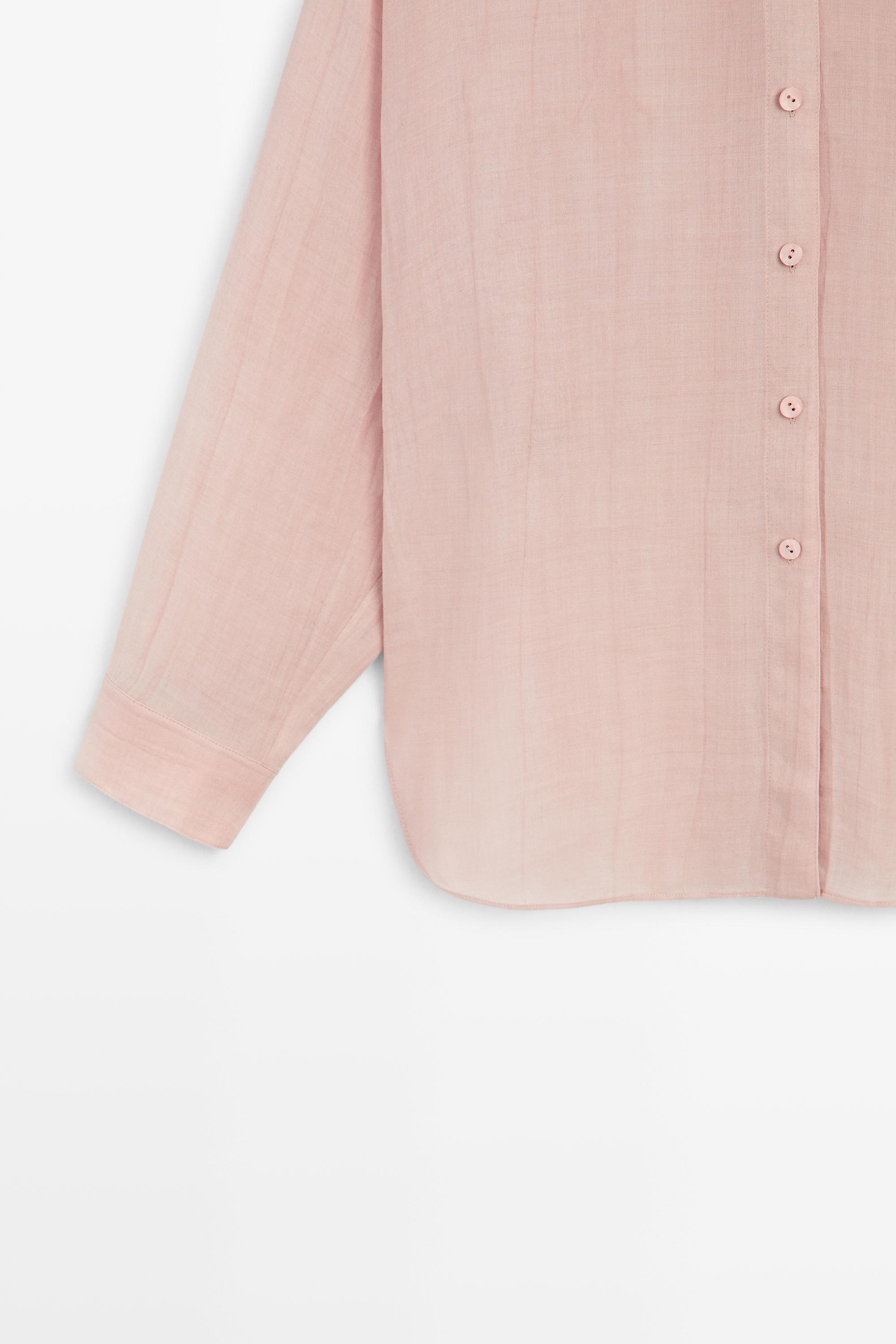 Flowing ramie pocket shirt — PALE PINK