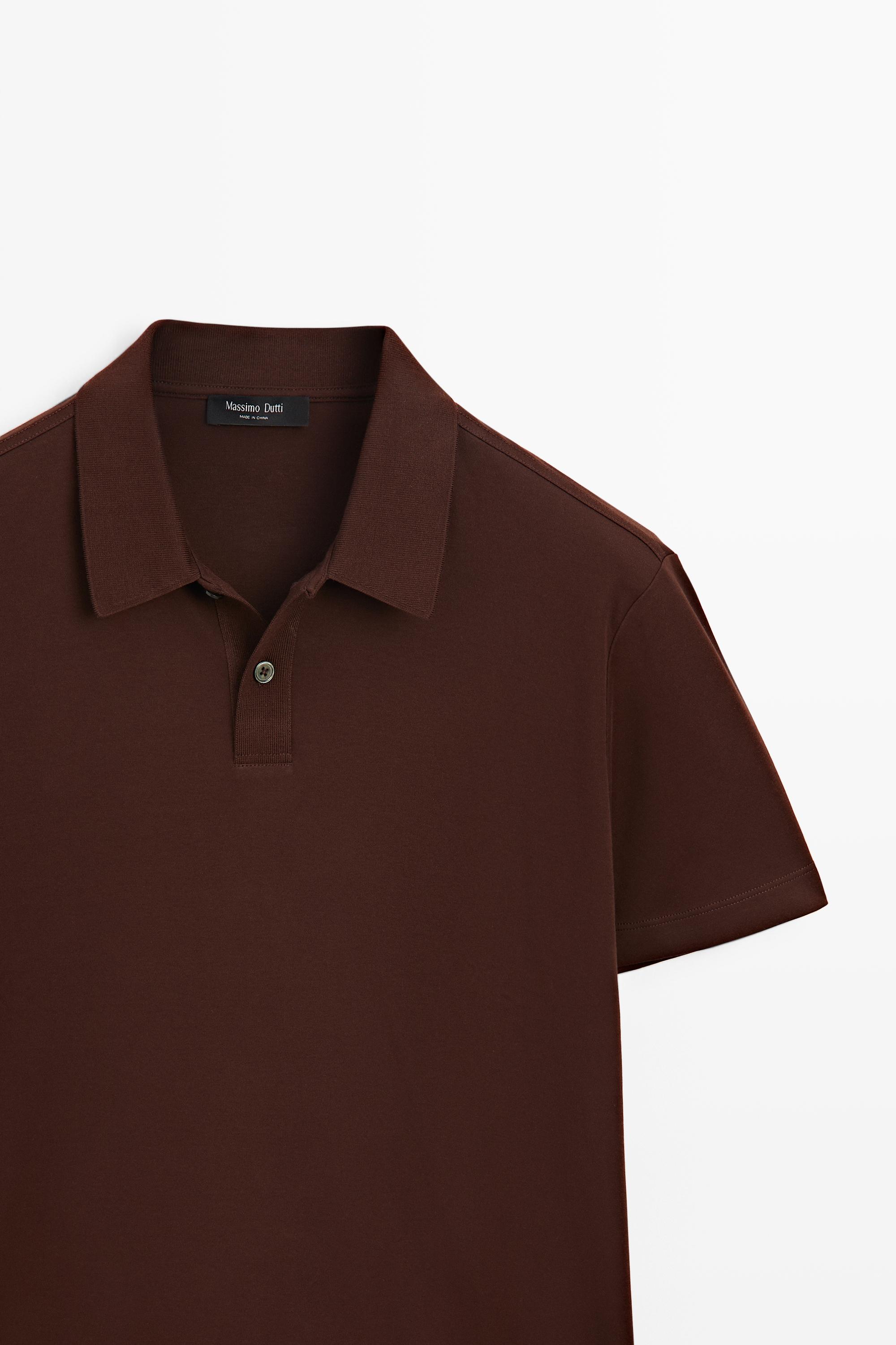 100% cotton short sleeve polo shirt — MOLE BROWN