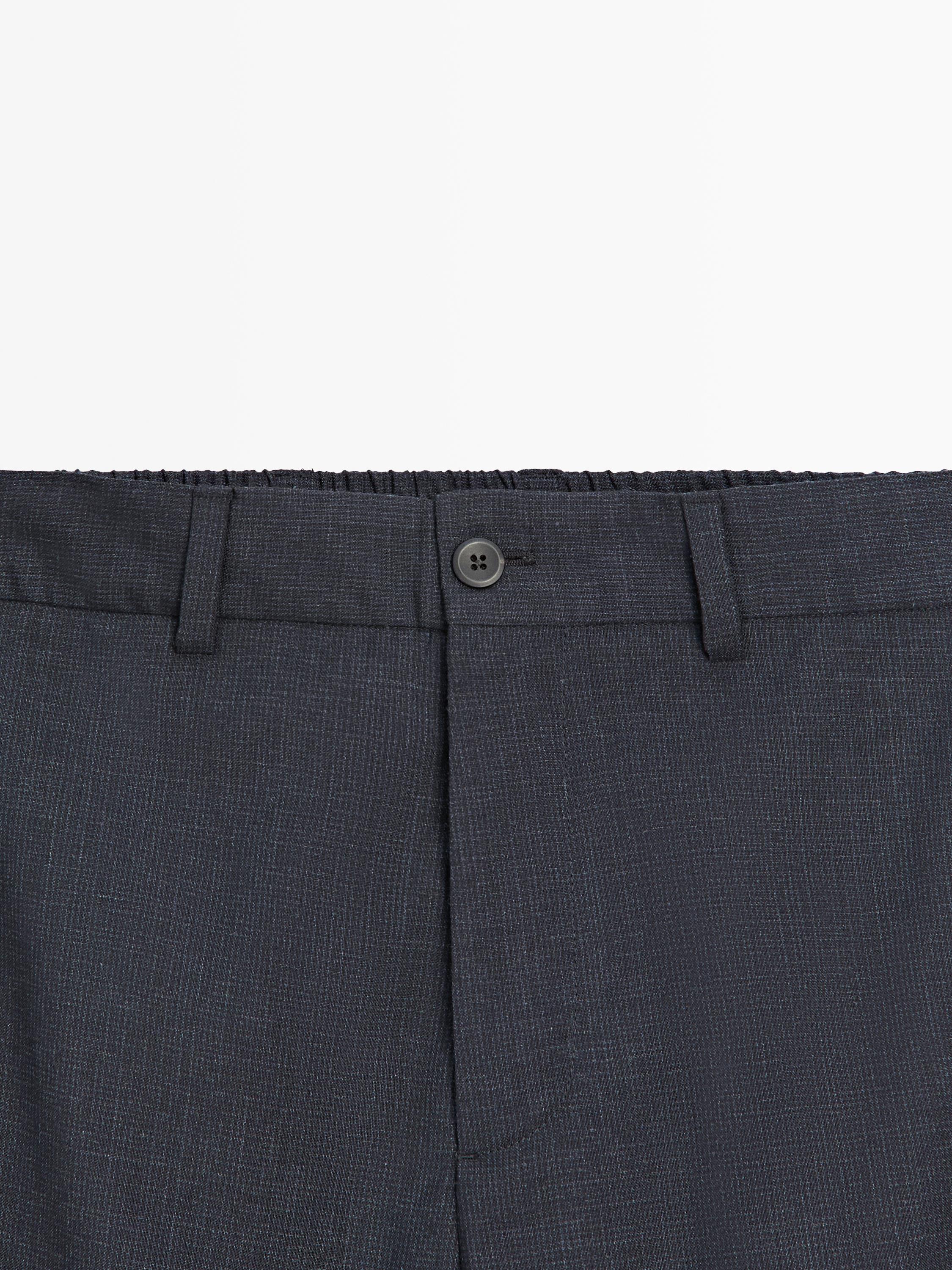 Wool houndstooth trousers — NAVY BLUE