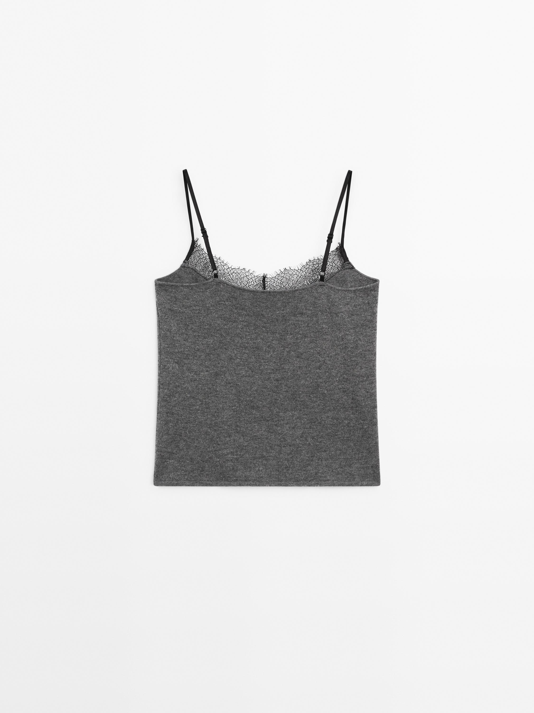 Lace-trimmed camisole top