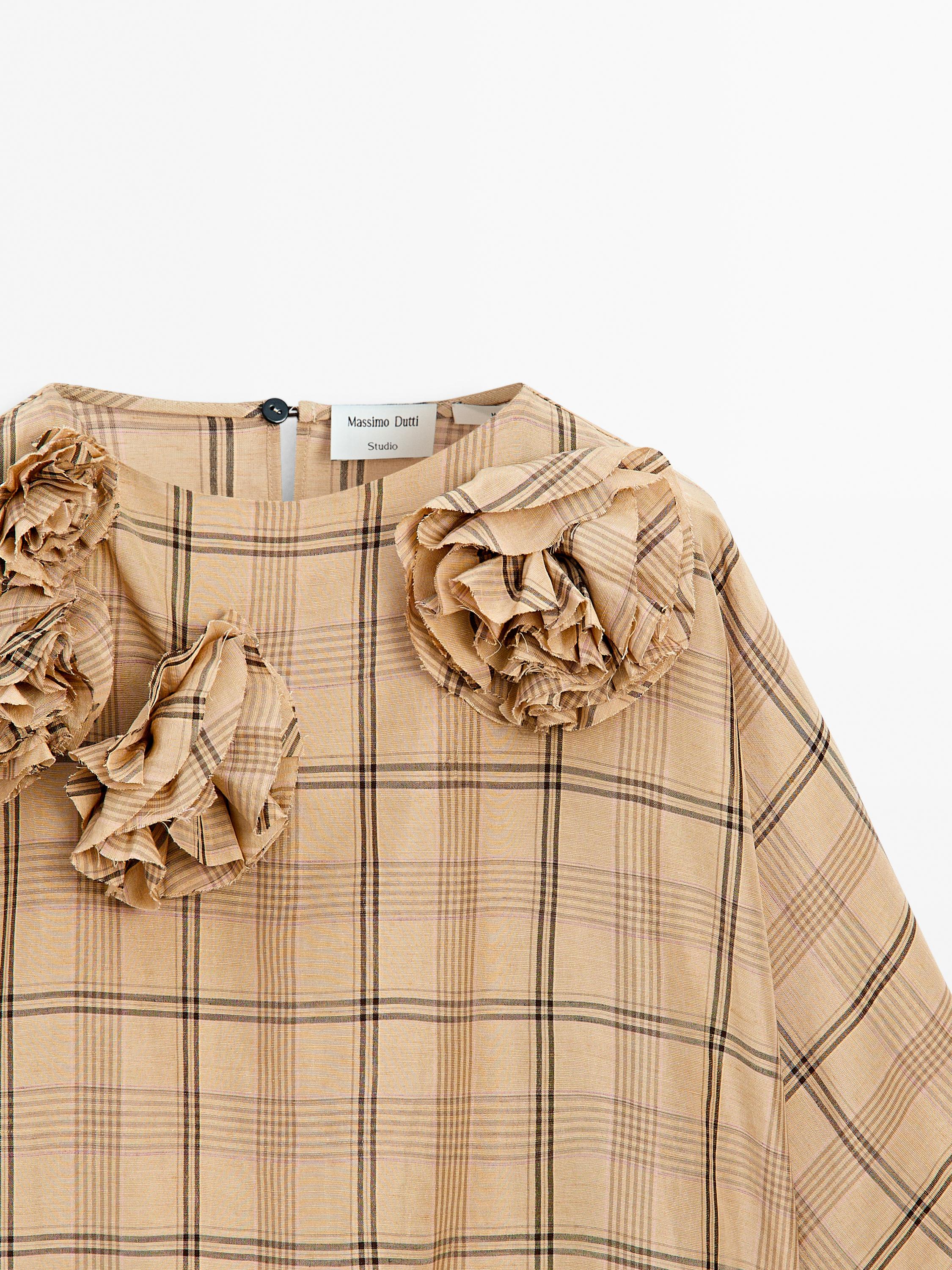 Blouse with floral and check print - STUDIO