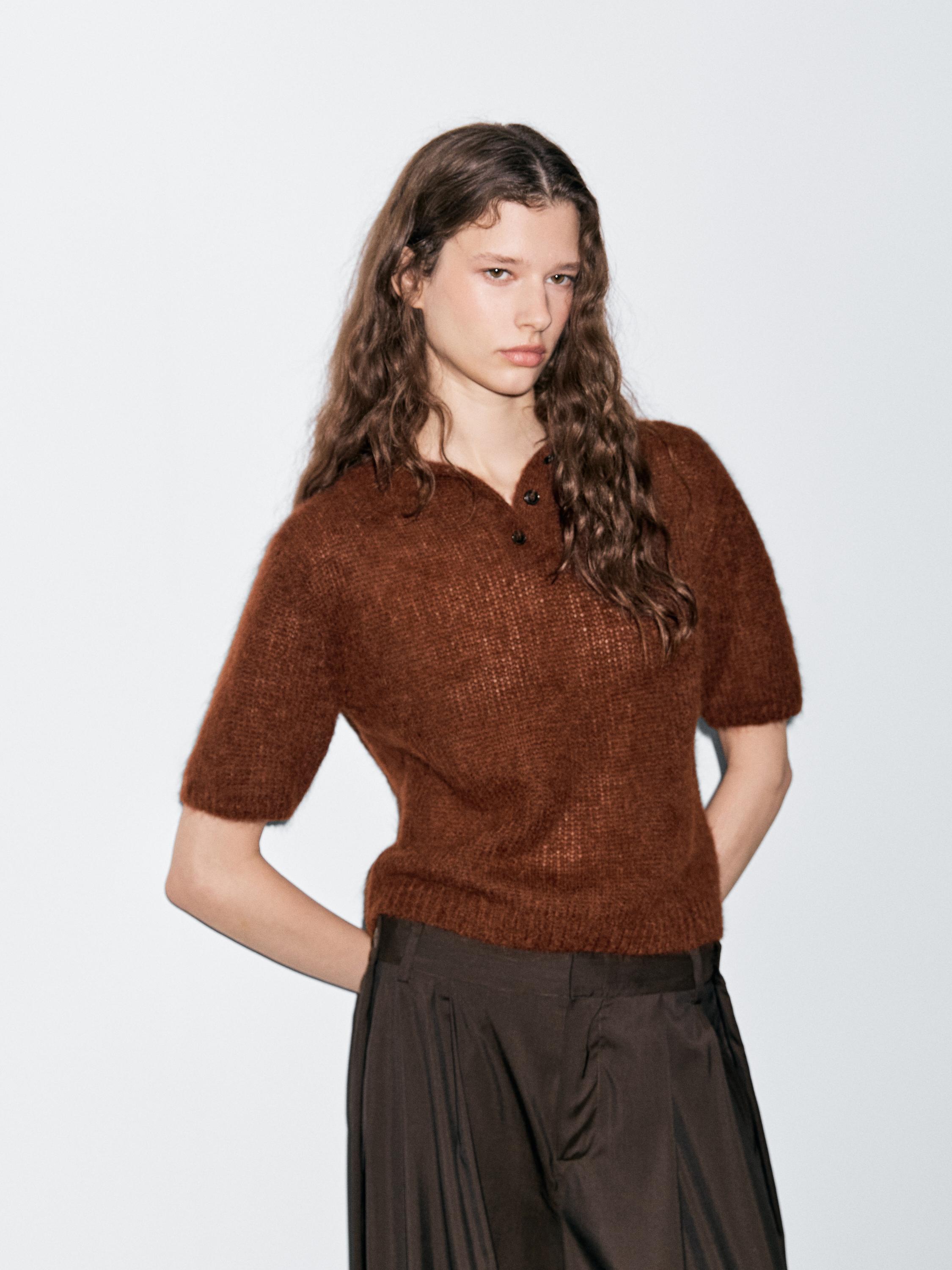 Alpaca blend knit polo jumper
