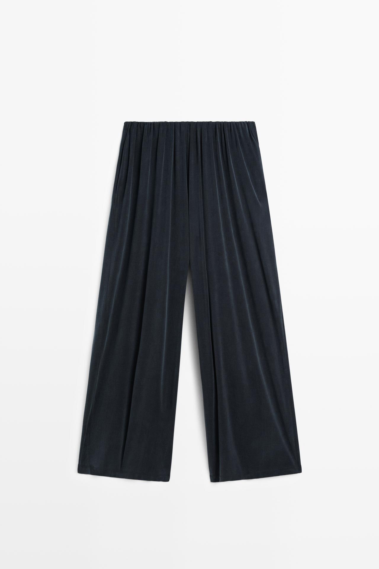 Pleated flowing wide-leg pants - STUDIO — BLUE