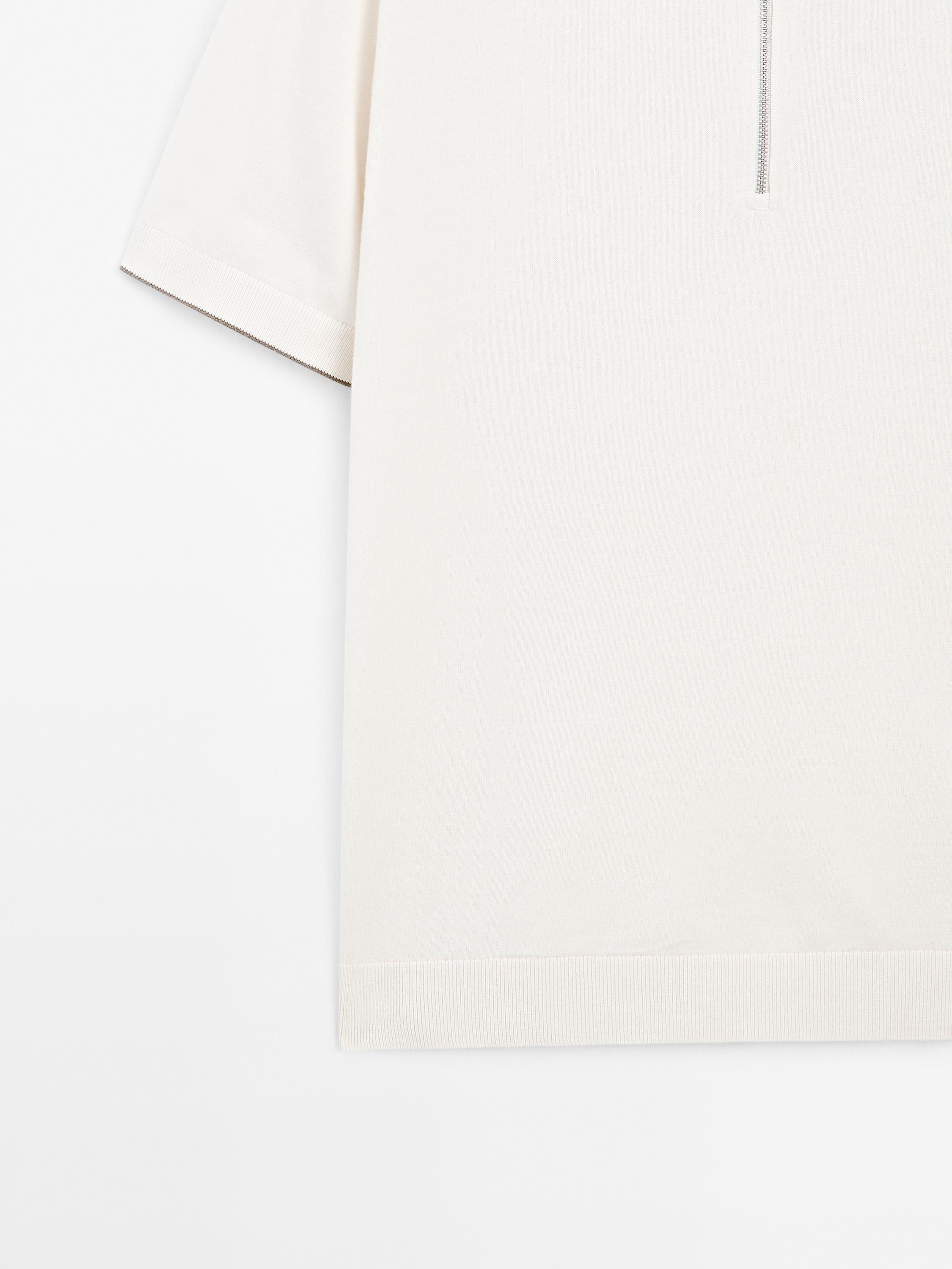 Mock neck knit polo shirt with zip