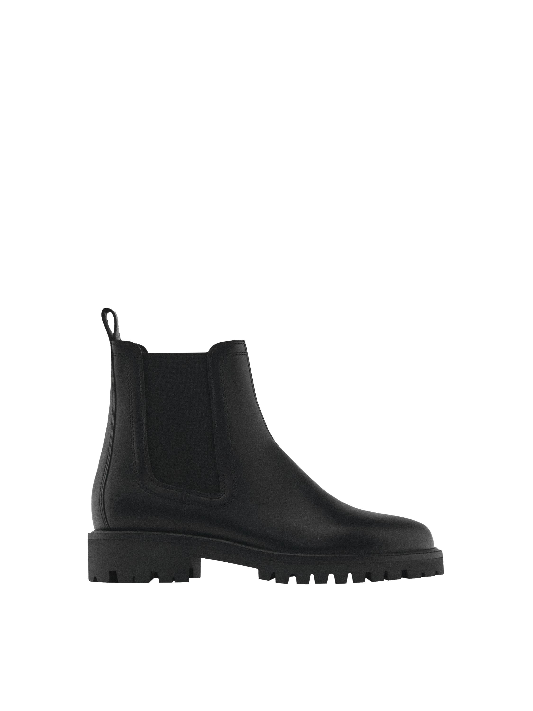 Bottines elastiques en cuir Noir Bottes Et Bottines Massimo Dutti