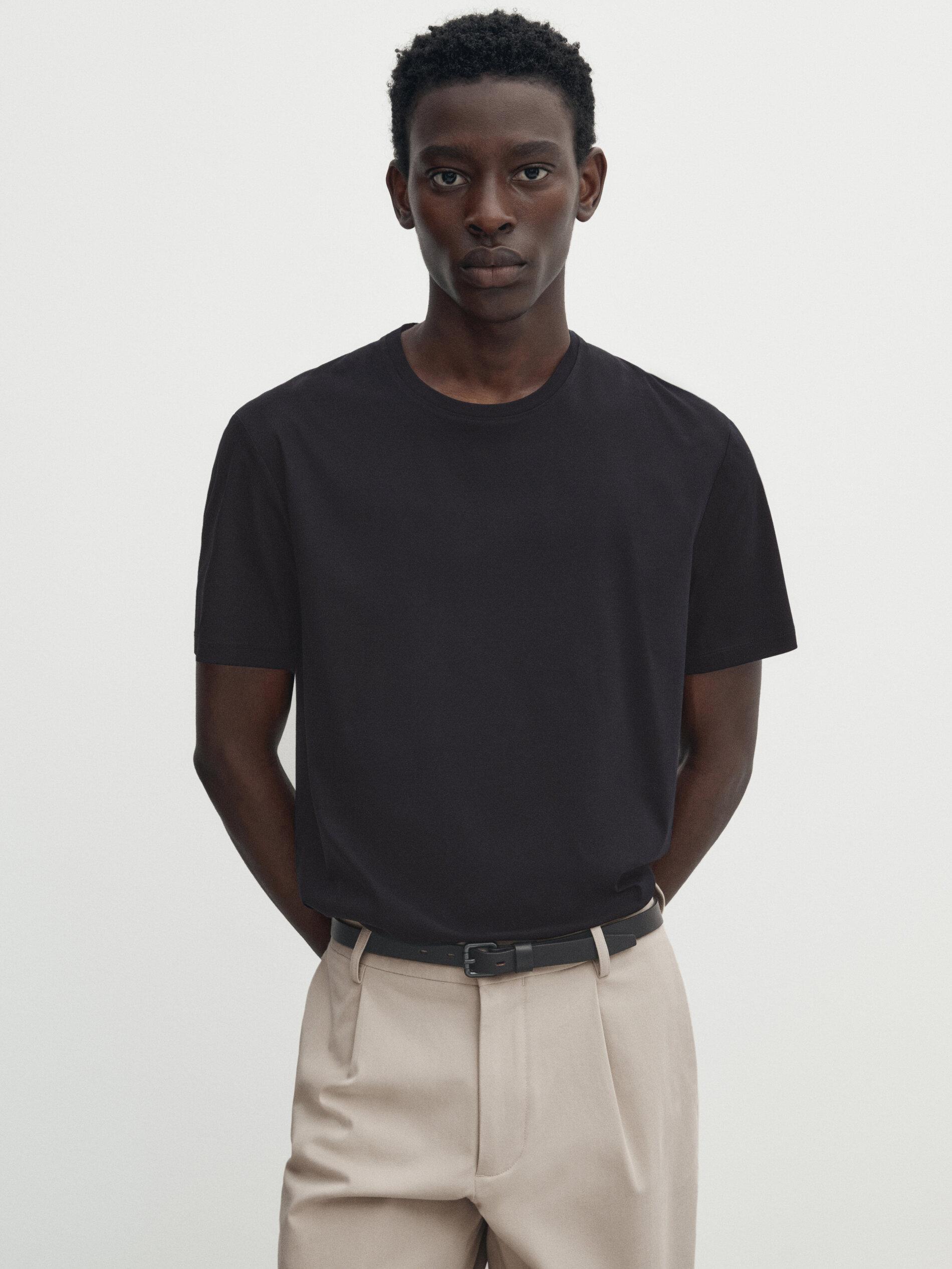 100% mercerised cotton T-shirt — NAVY BLUE