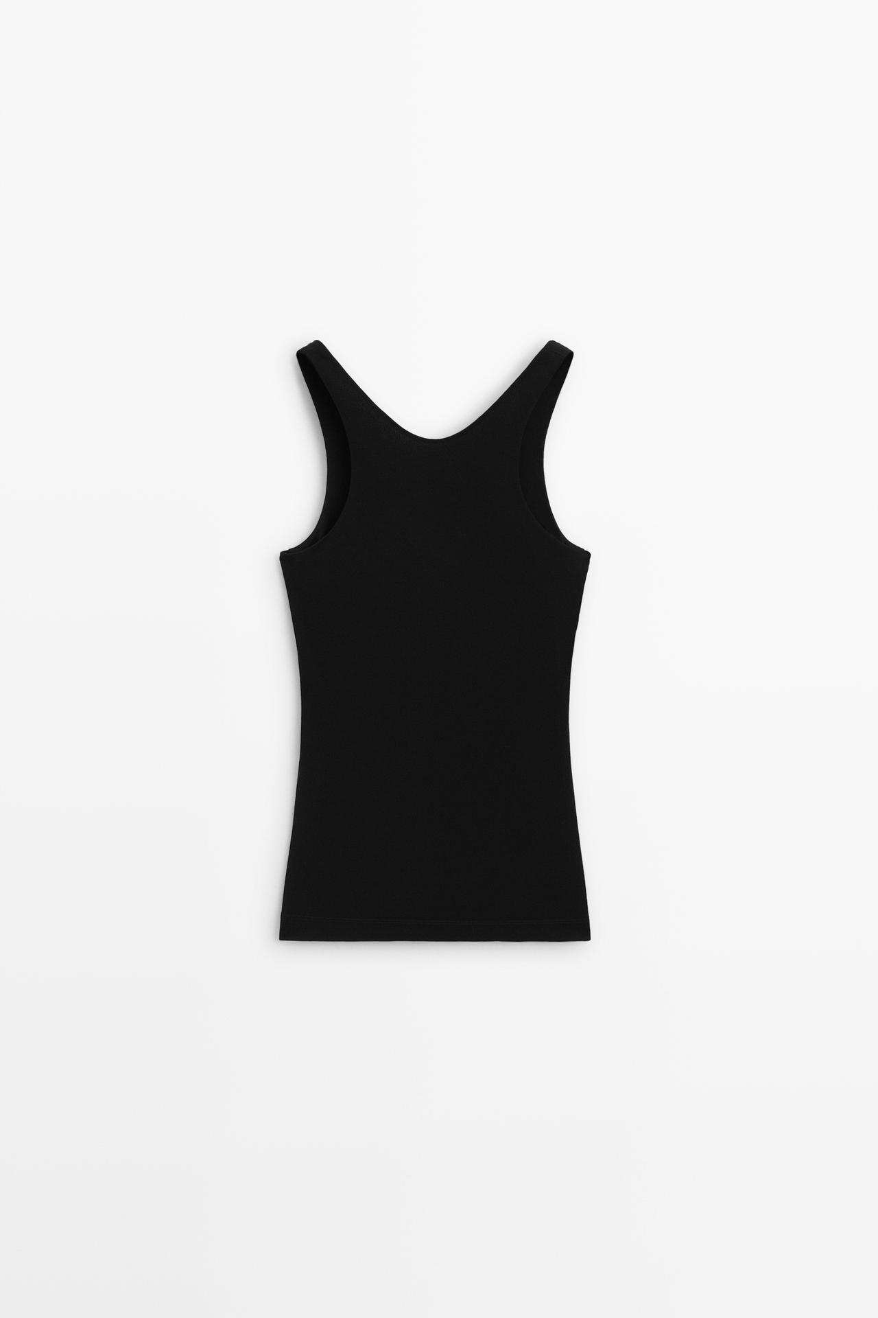 Round neck camisole top — BLACK