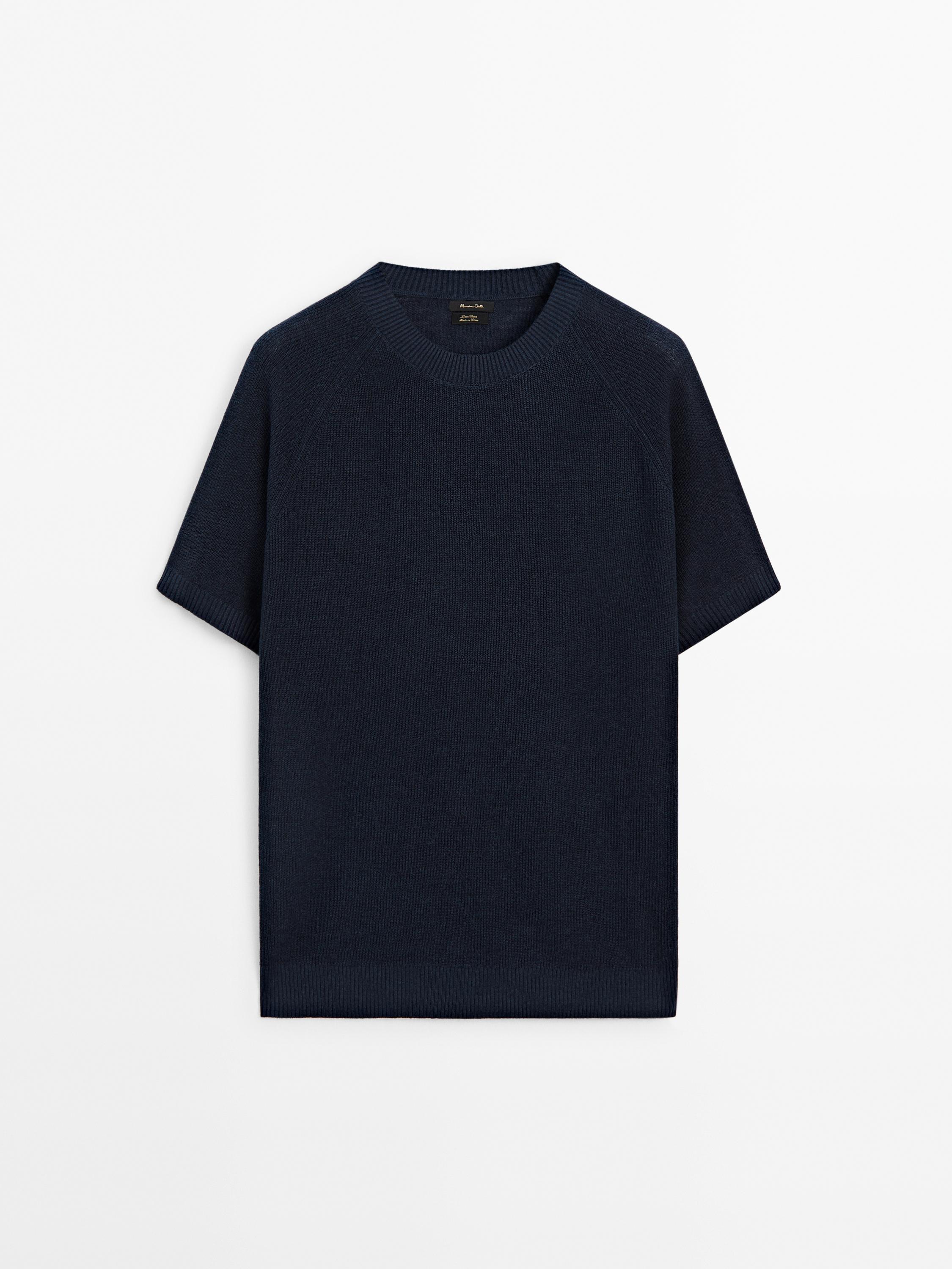 Linen blend knit T-shirt