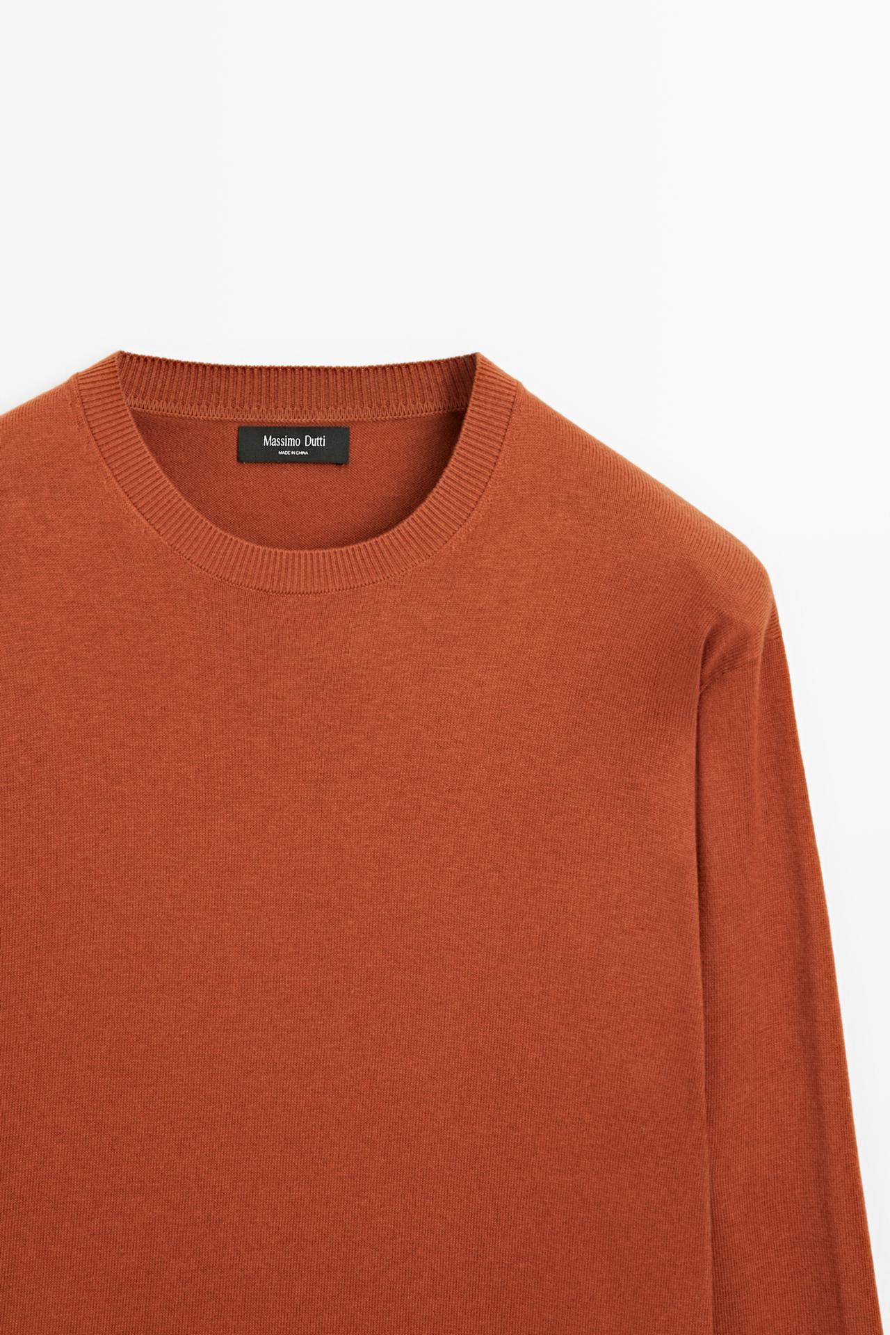 Cotton blend knit sweater — Wine Red
