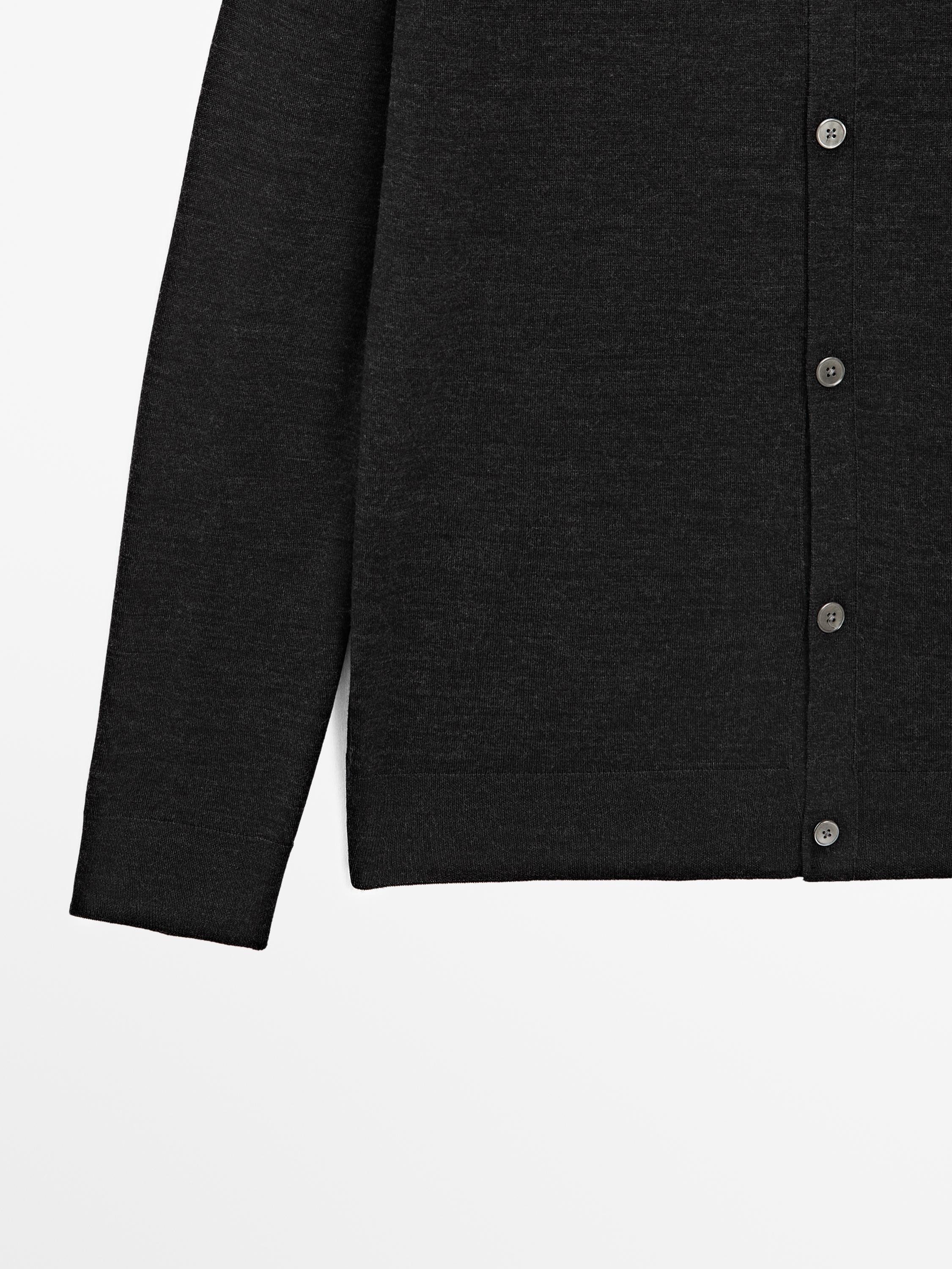 Merino wool V-neck knit cardigan
