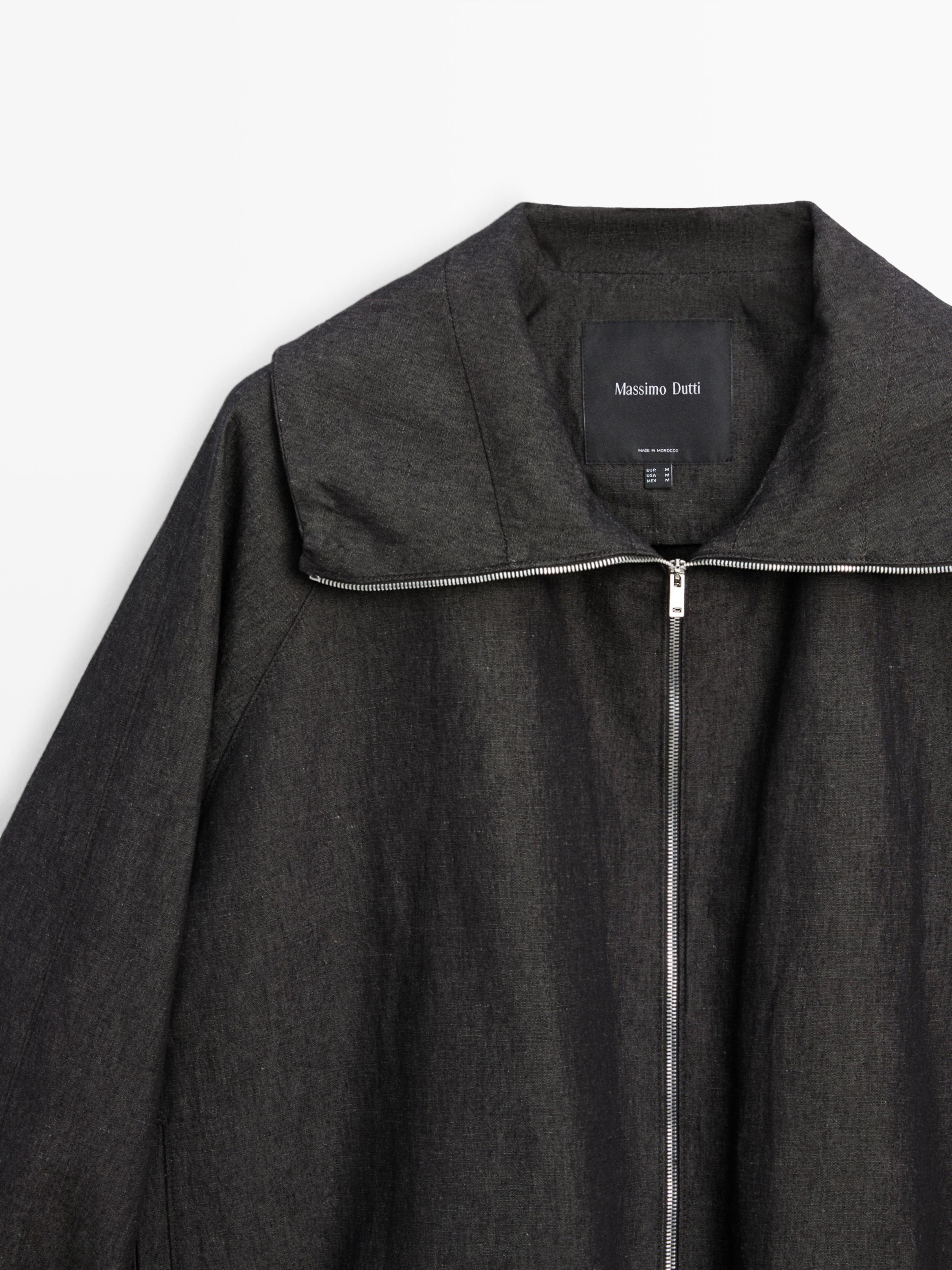 Linen blend bomber jacket — BLUISH GREY