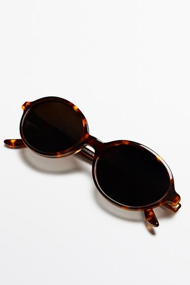 Oval tortoiseshell-effect sunglasses — BROWN 4
