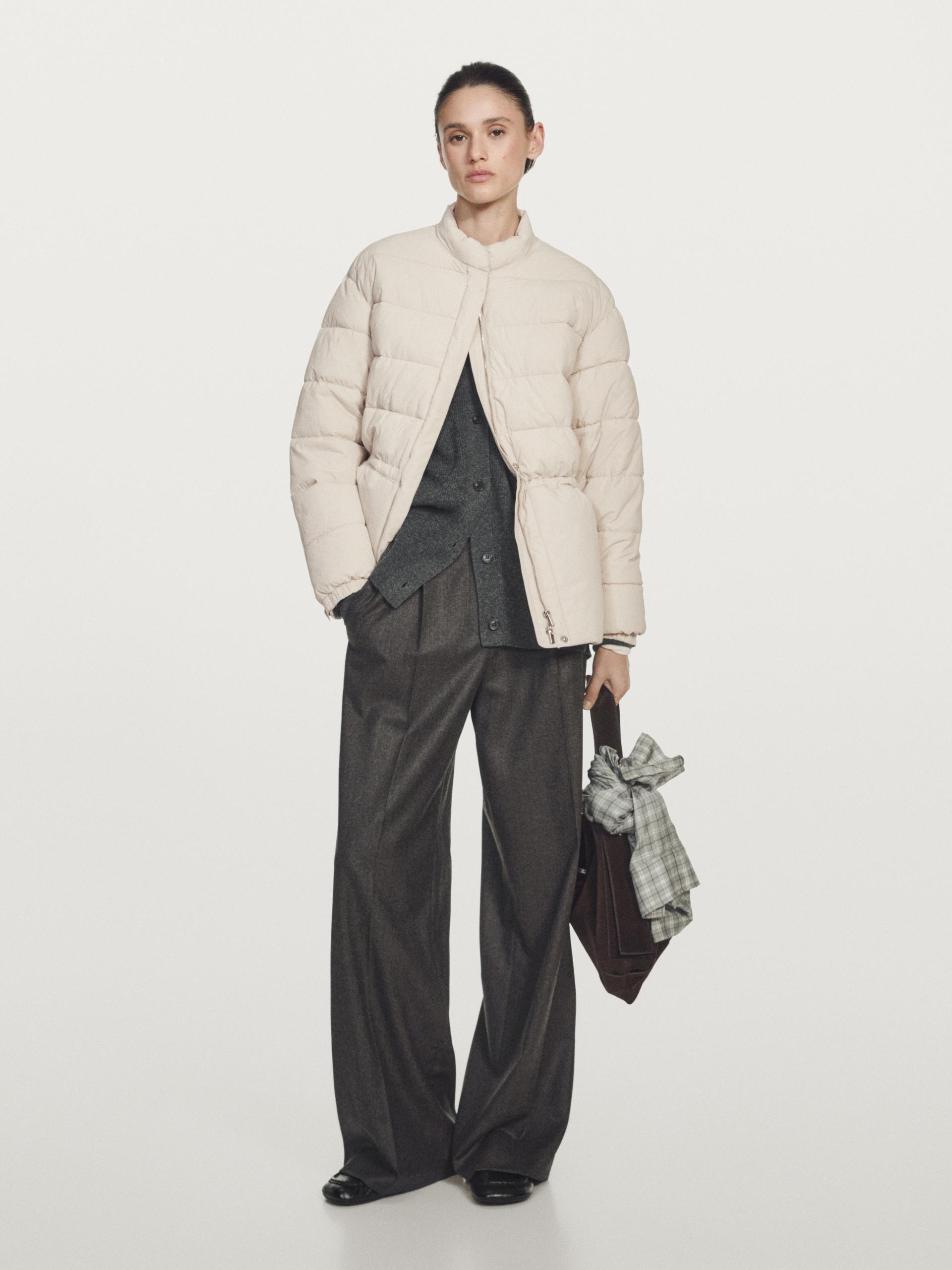 Wodoodporna Kurtka Pikowana - Beżowy - S - Massimo Dutti - Kobieta