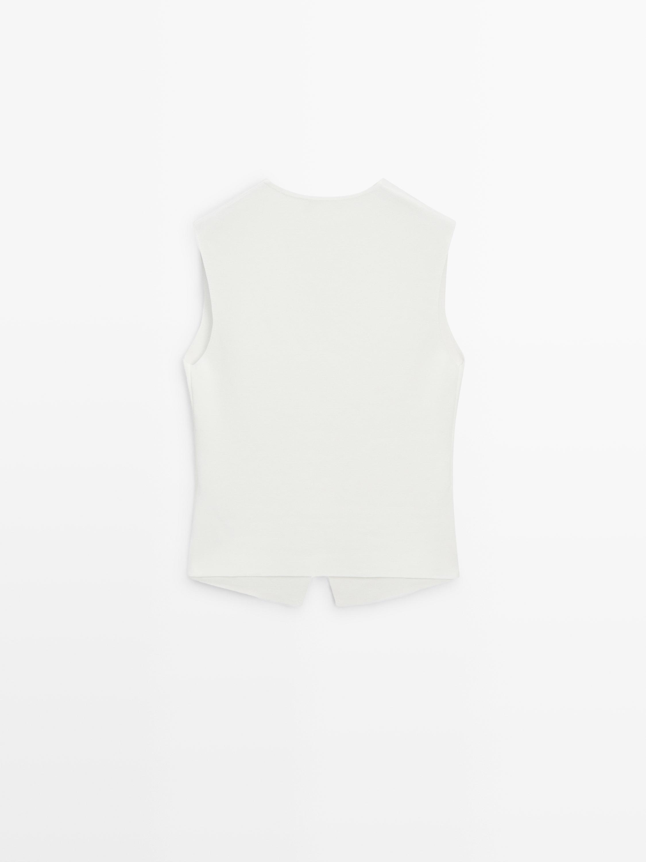 Knit waistcoat with button details — WHITE