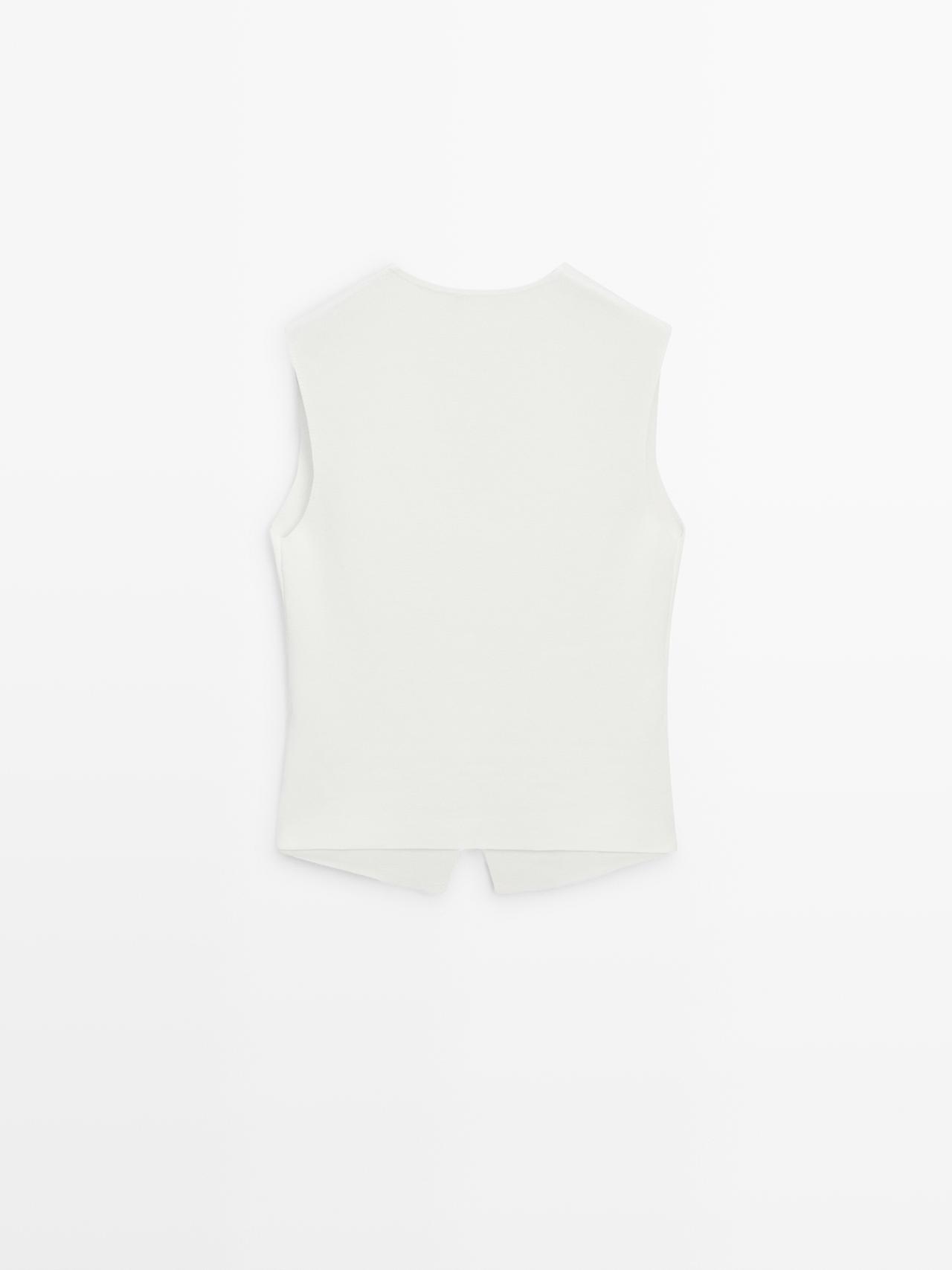 Knit waistcoat with button details — WHITE