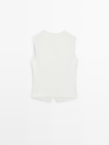 Knit waistcoat with button details — WHITE 6