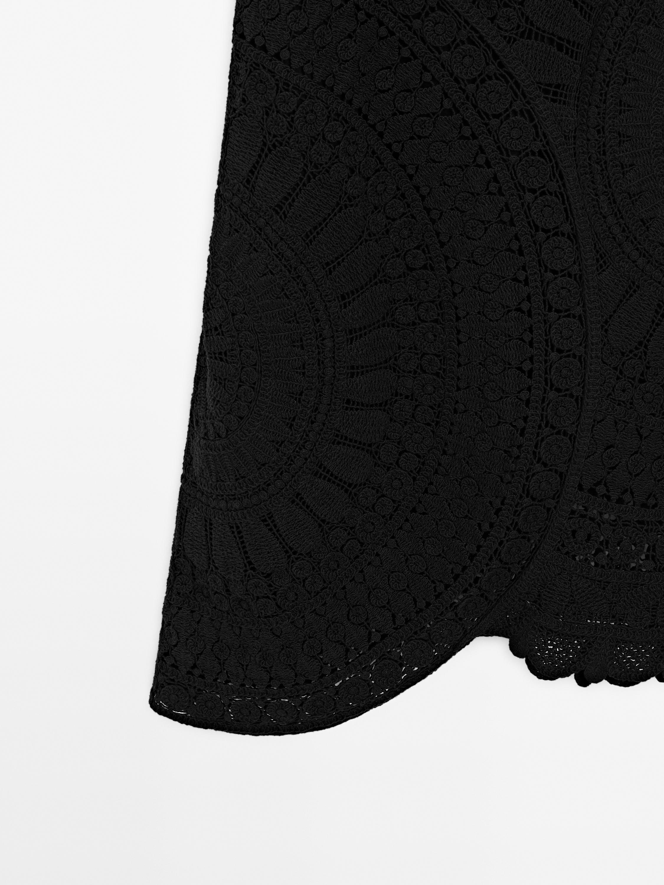 100% cotton crochet midi dress