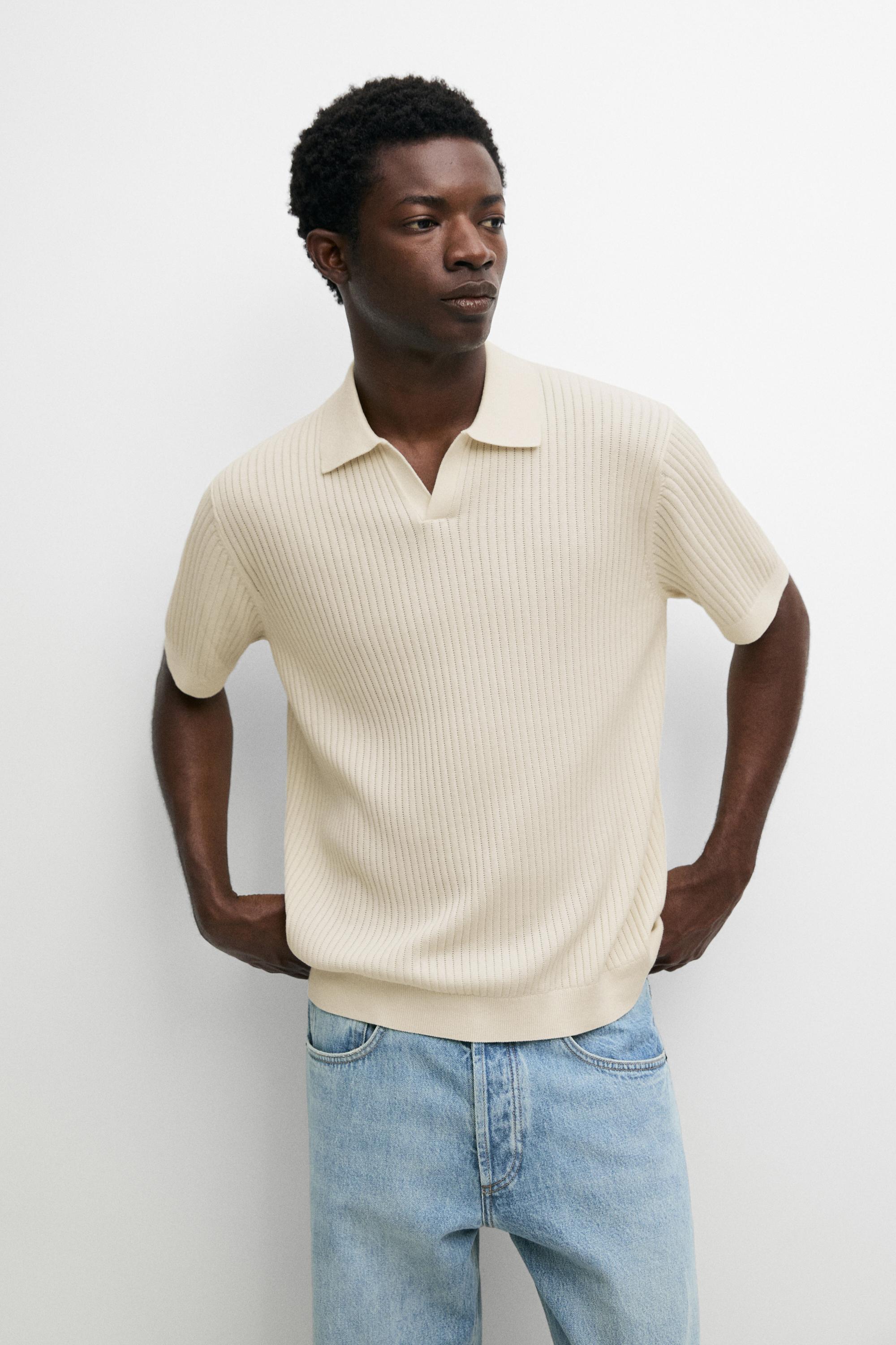 100% cotton ribbed knit polo sweater