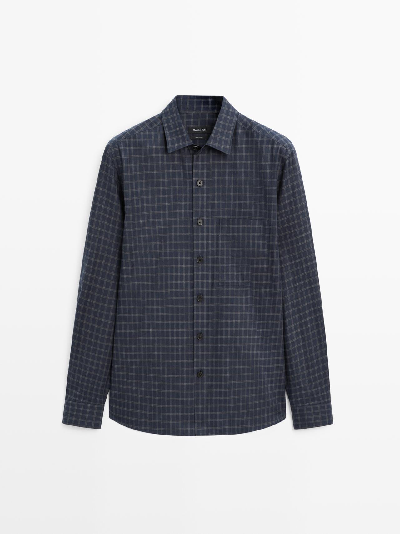 Massimo Dutti - Herre - Ternet, Relaxed Fit Skjorte - Marineblå - L
