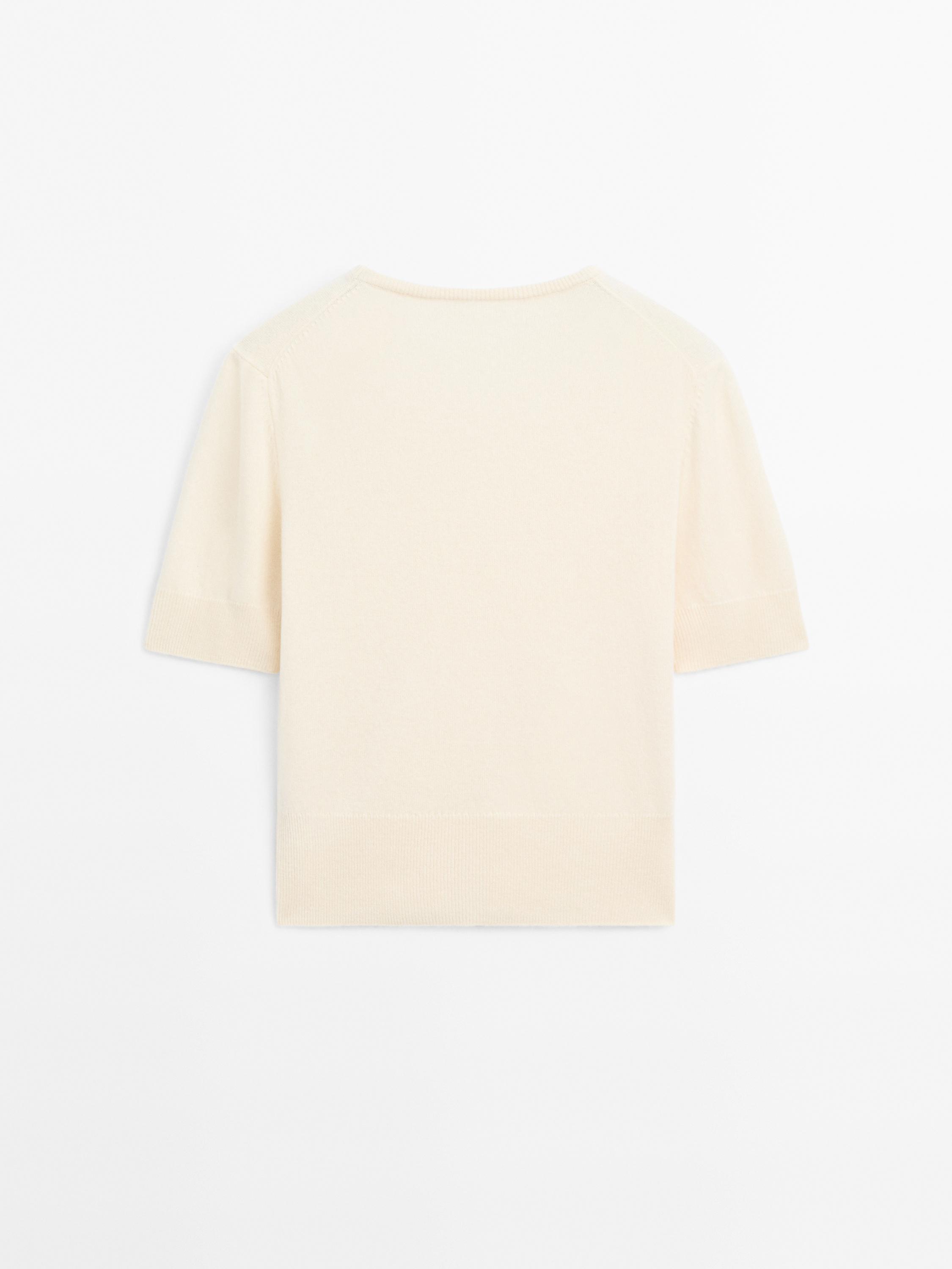 Short sleeve wool blend sweater
