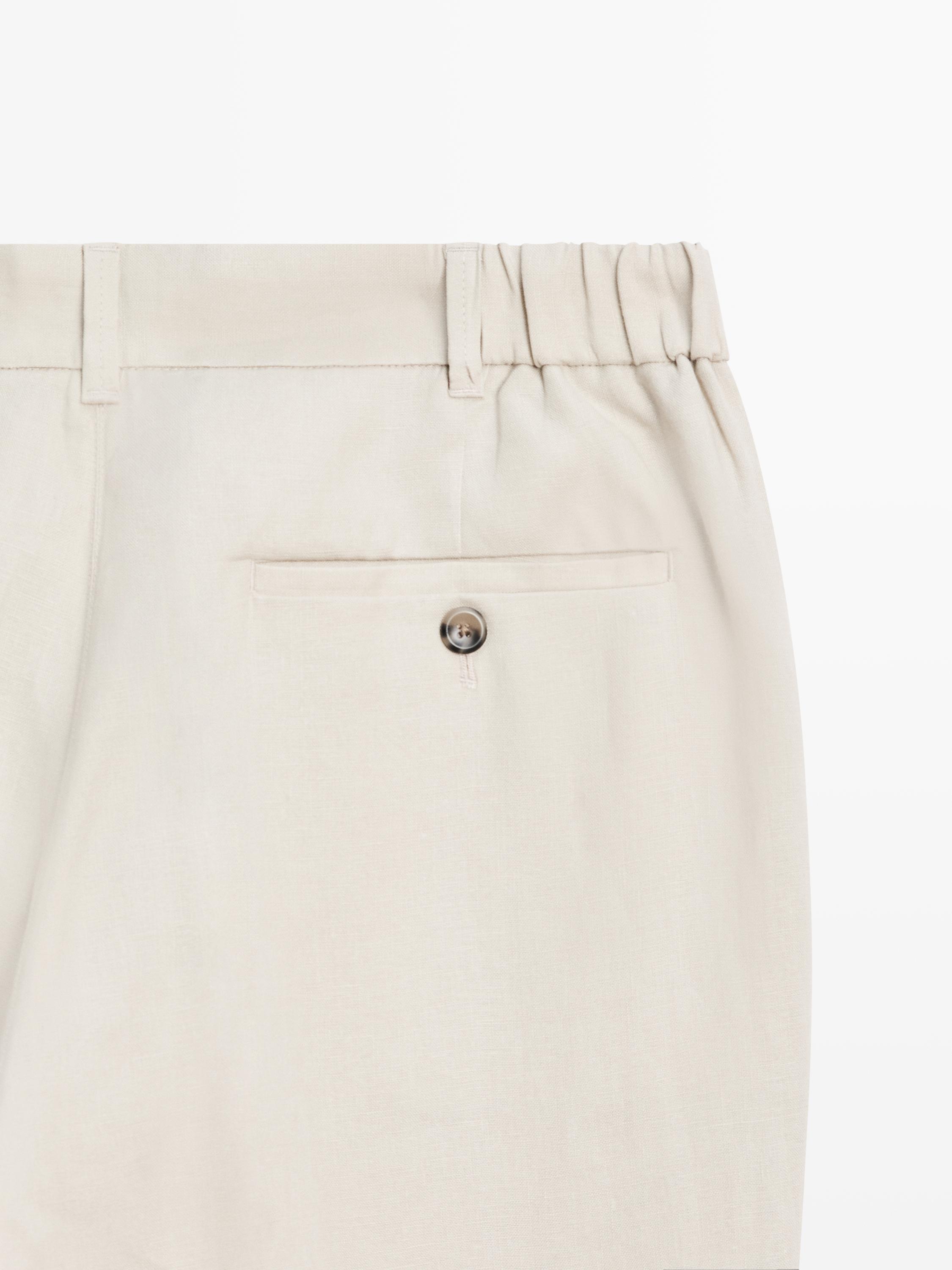 Tapered fit linen pants — BEIGE