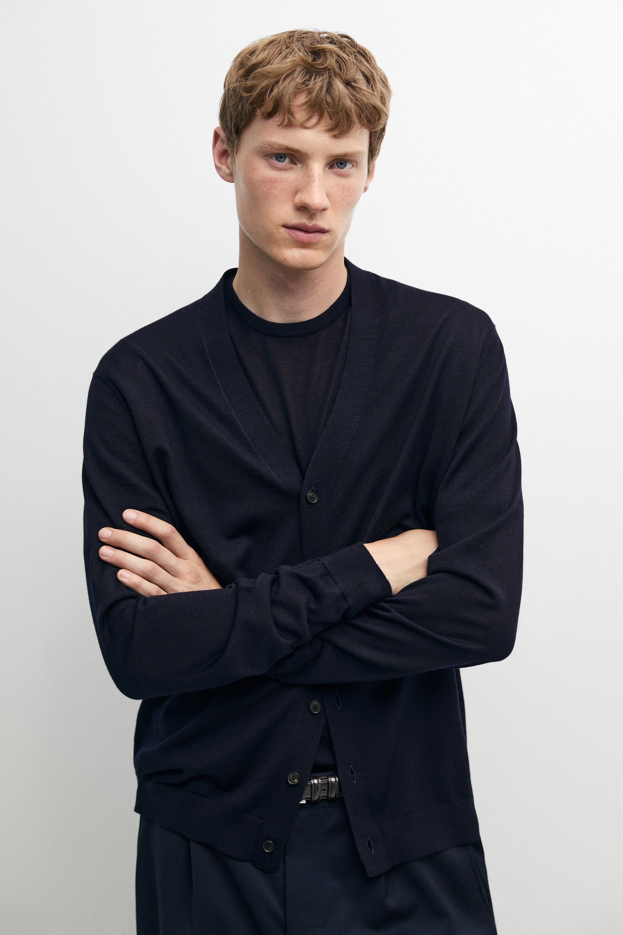 Merino wool button-up cardigan