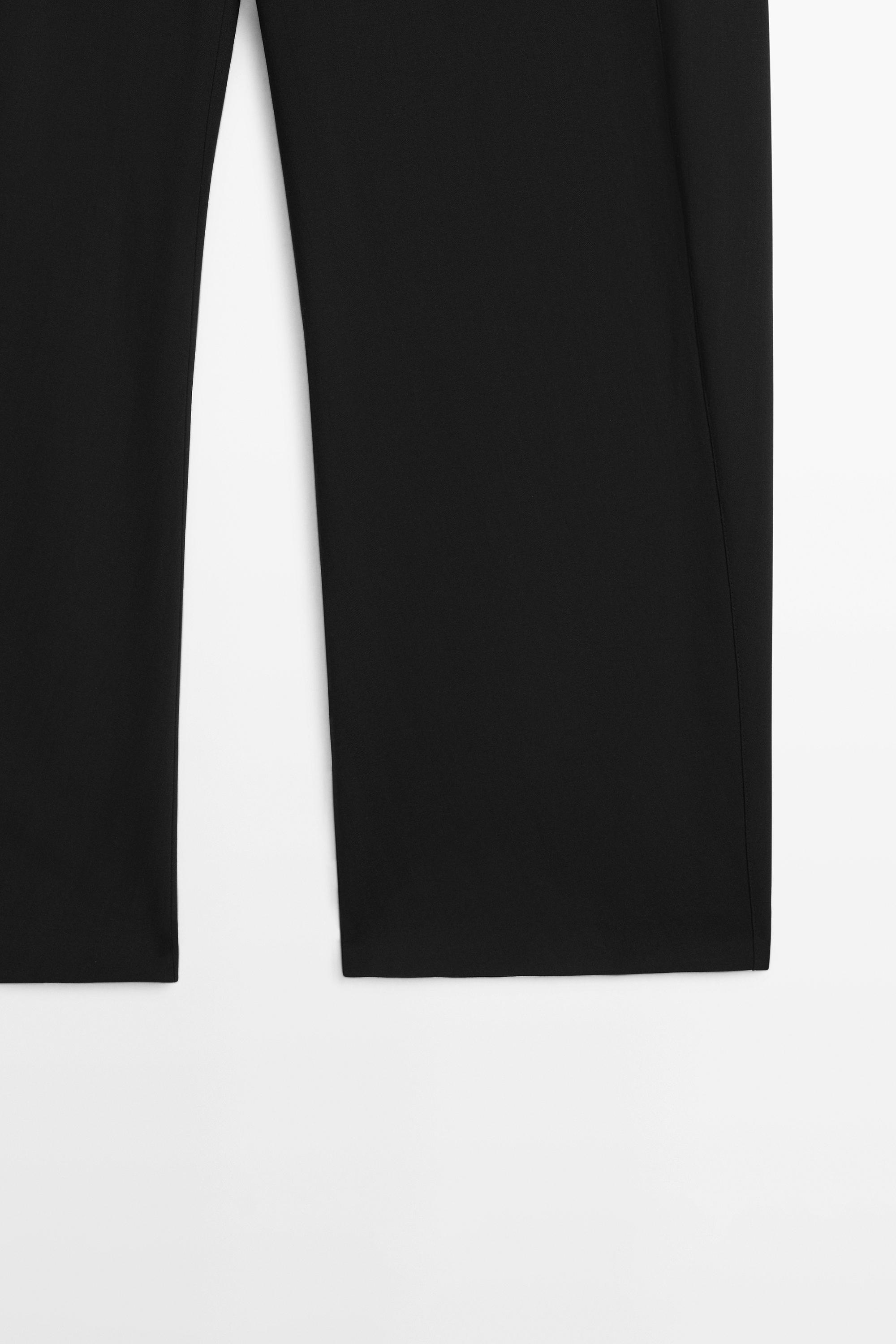 Wool blend trousers with seam detail — BLACK