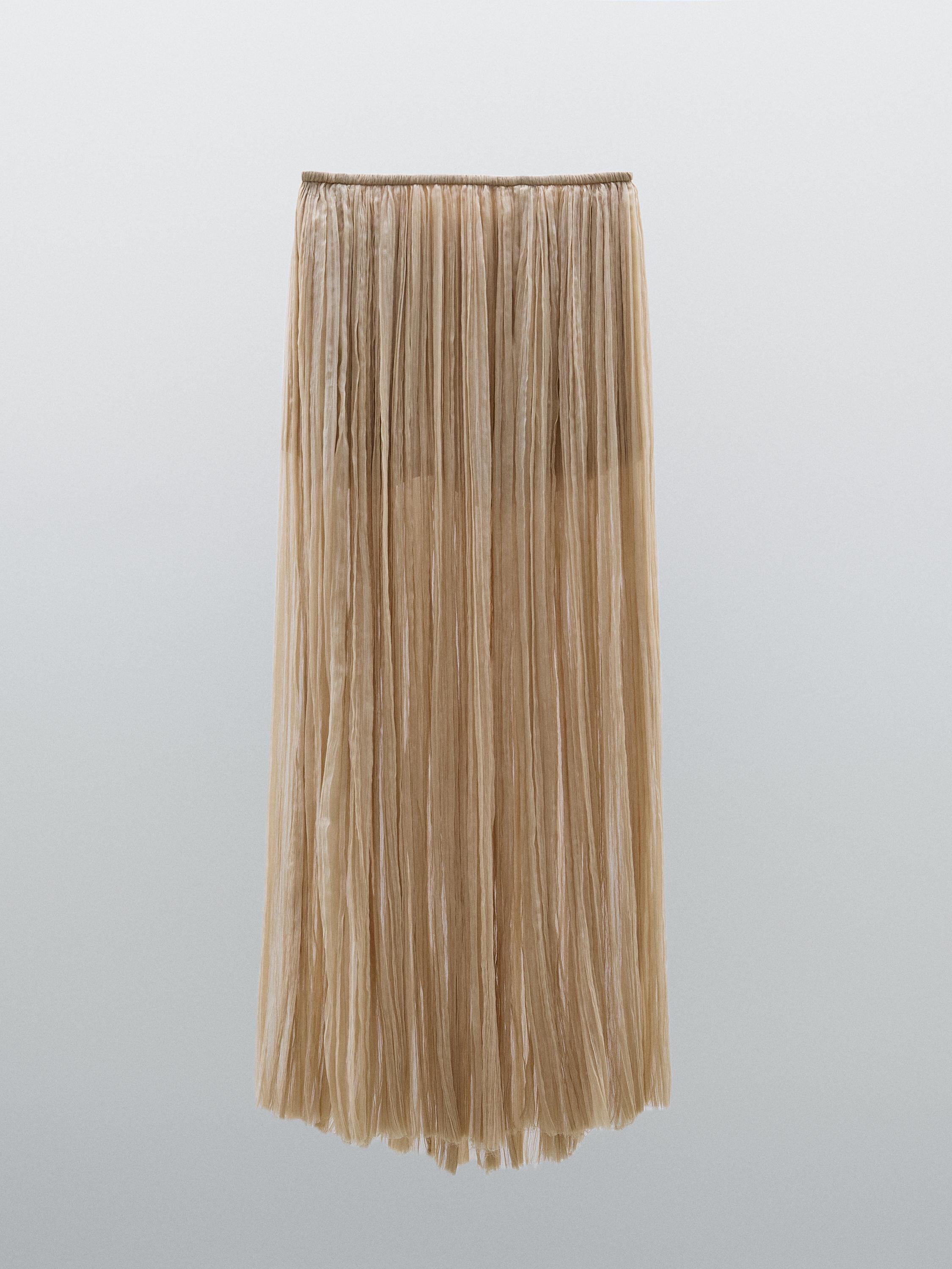 Falda midi plisada 100% seda - Studio