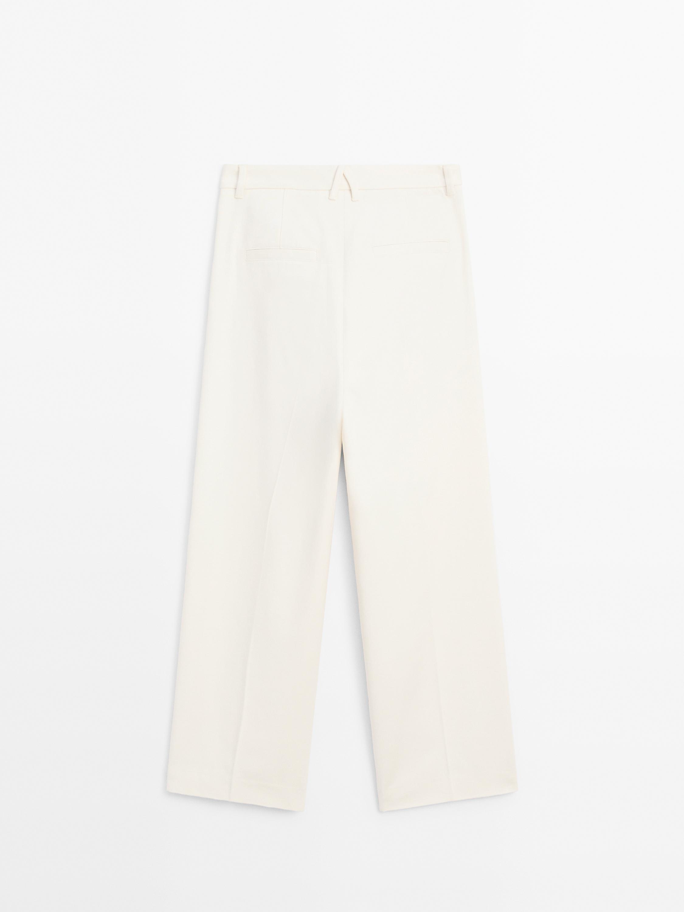 Pantalón wide leg pliegues con algodón