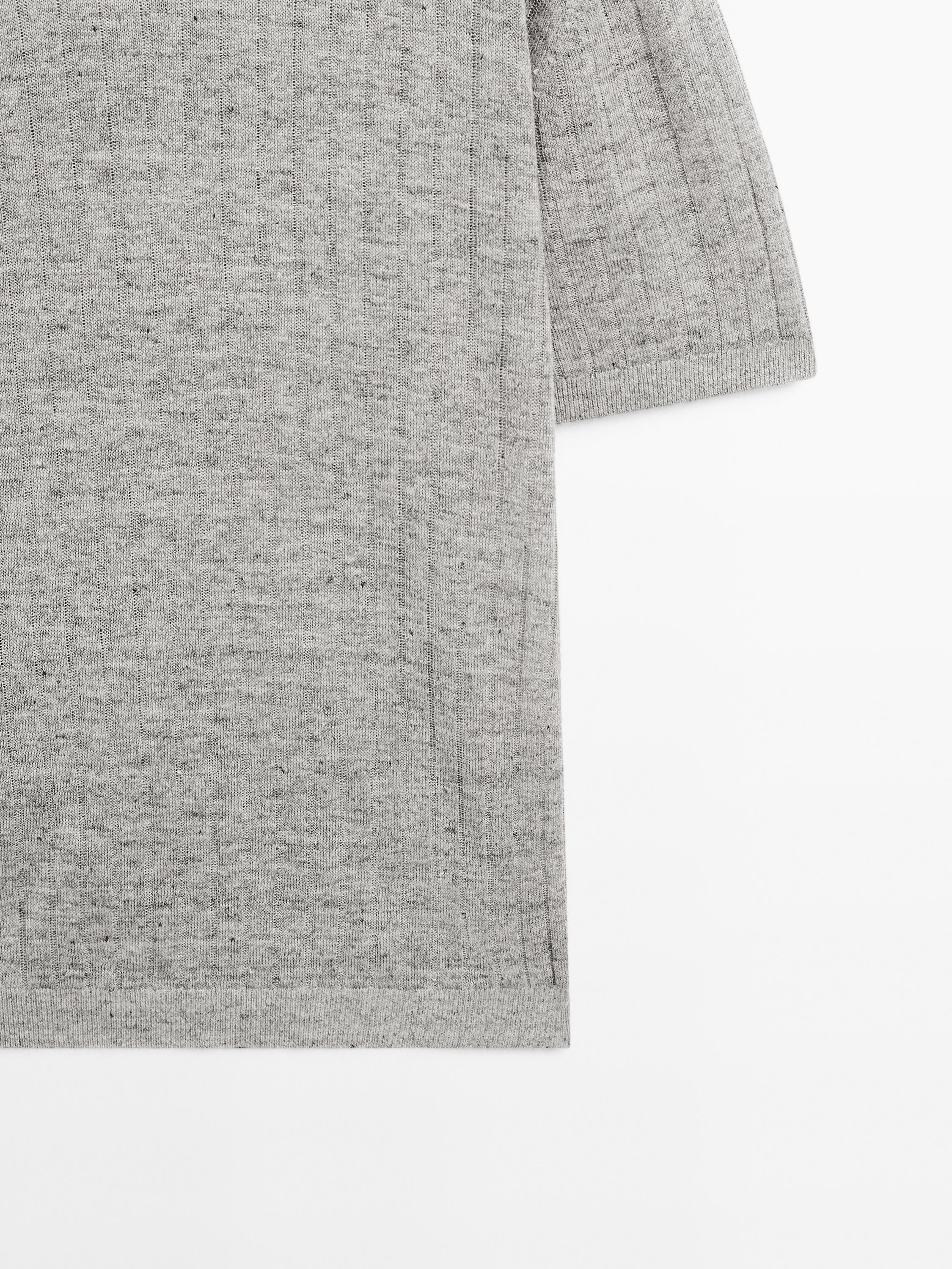 Koszulka z prążkowanej dzianiny ze 100% lnu