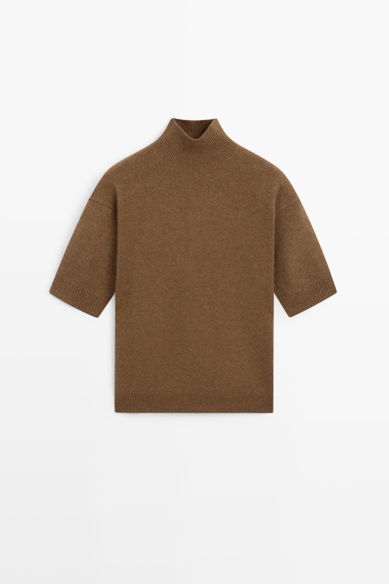 Oversize short sleeve knit sweater — TOFFEE