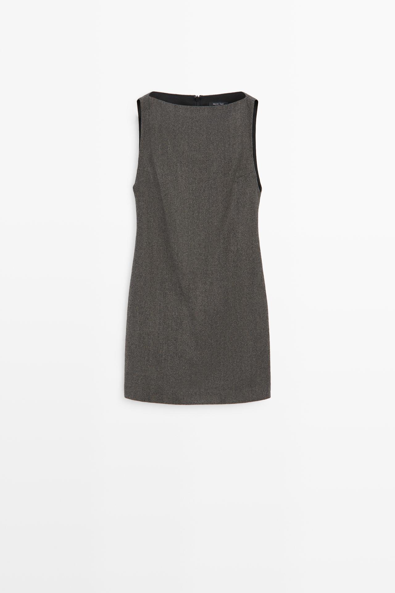 Wool blend boat neck mini dress — MOLE BROWN