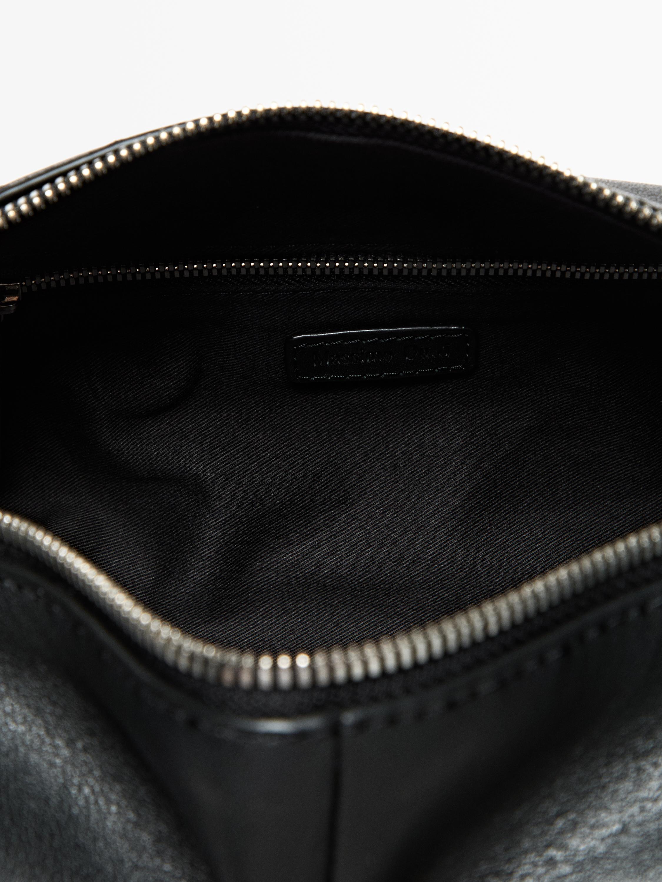 Nappa leather toiletry bag with zip — BLACK
