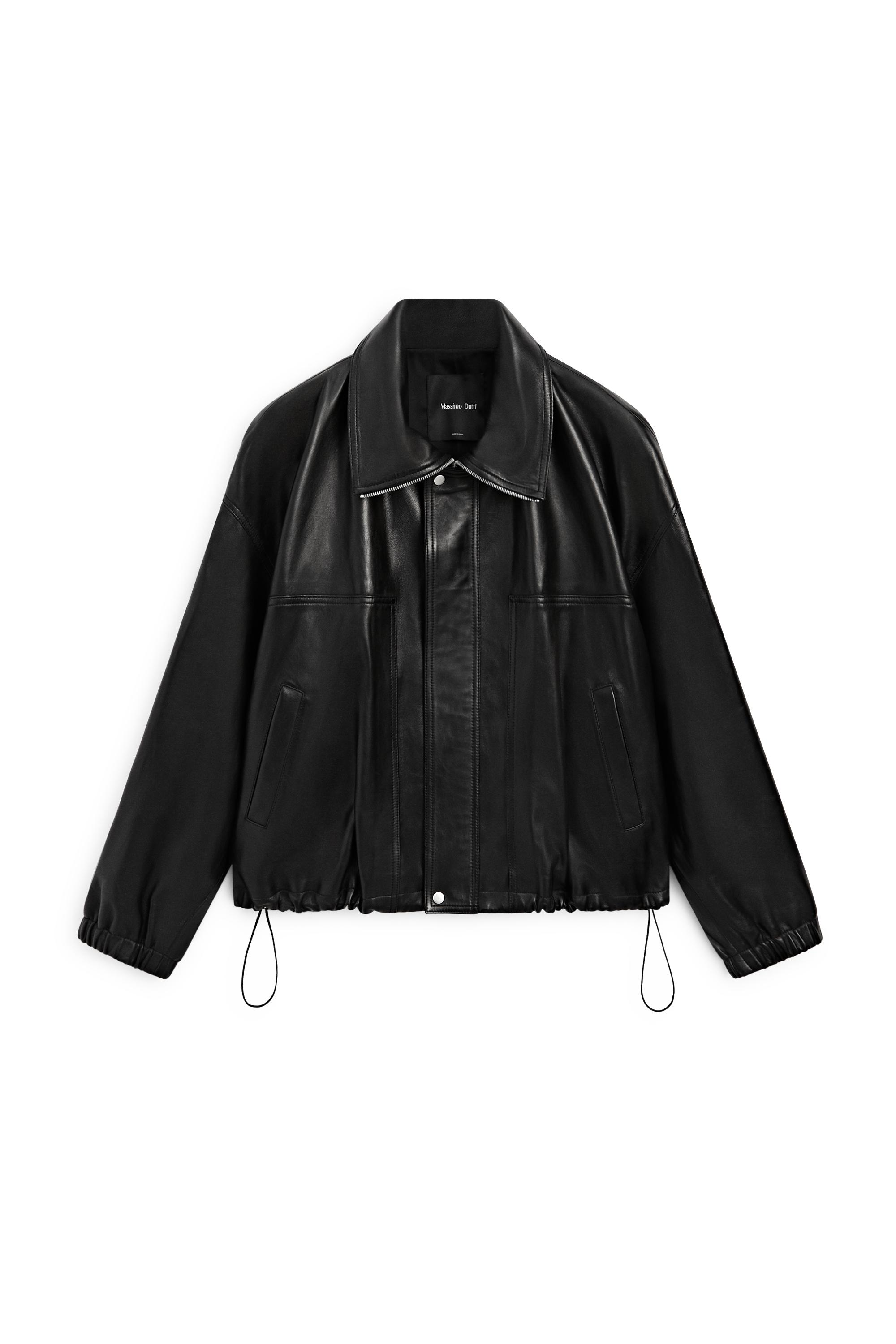 Nappa leather bomber jacket · Black · Leatherâ Outerwear | Massimo