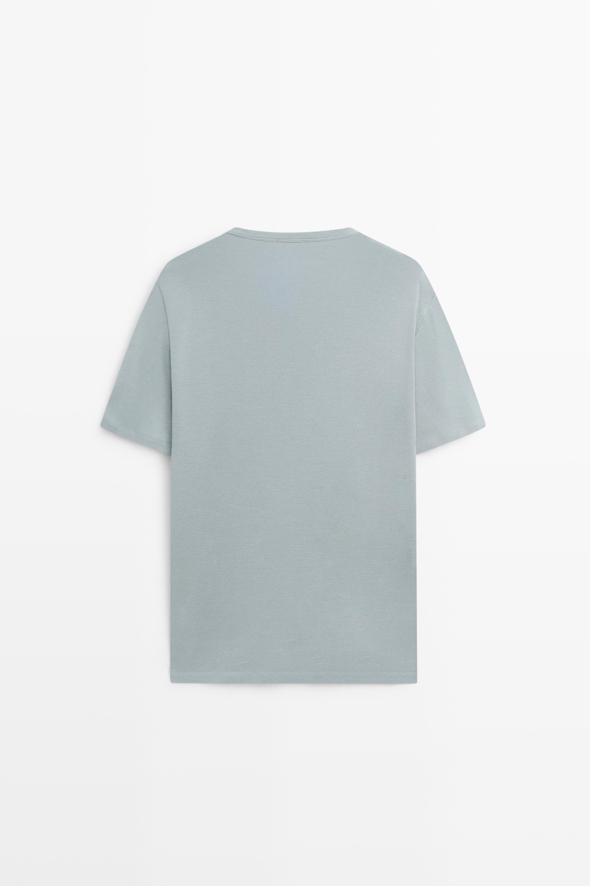 100% cotton short-sleeve T-shirt — GREY BLUE