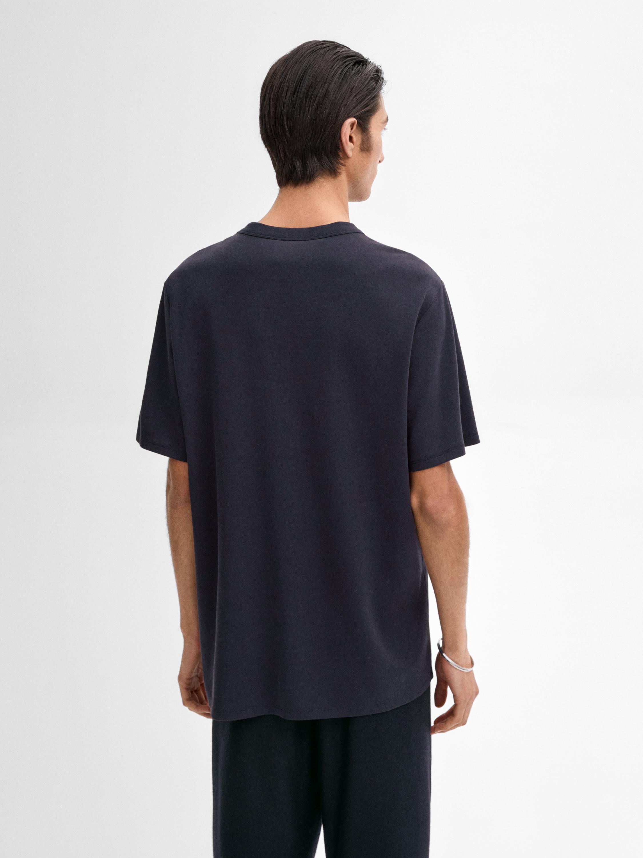 Short sleeve cotton blend T-shirt · Navy Blue, Yale Blue