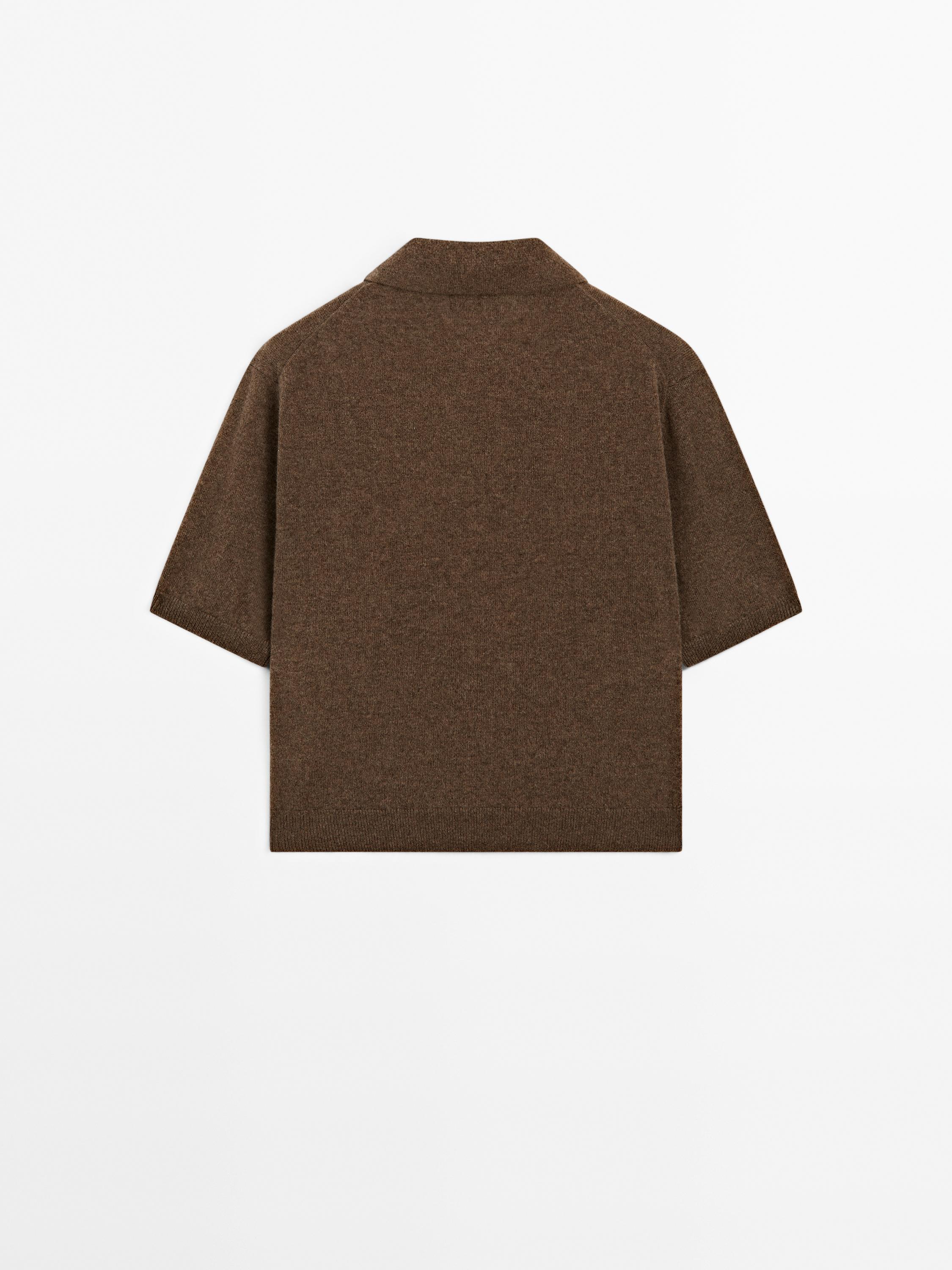 100% cashmere knit short sleeve sweater