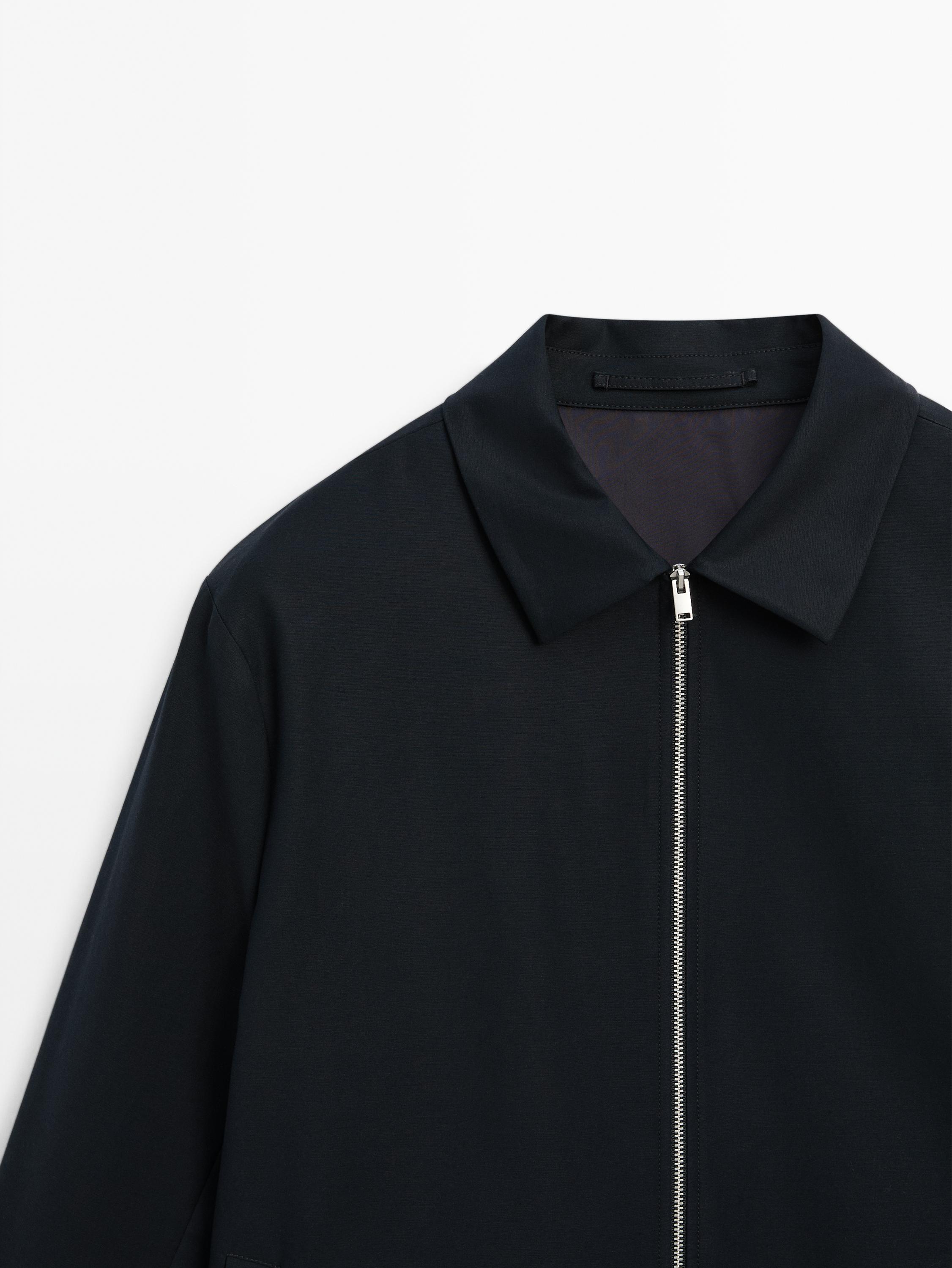 Cotton blend zip-up jacket