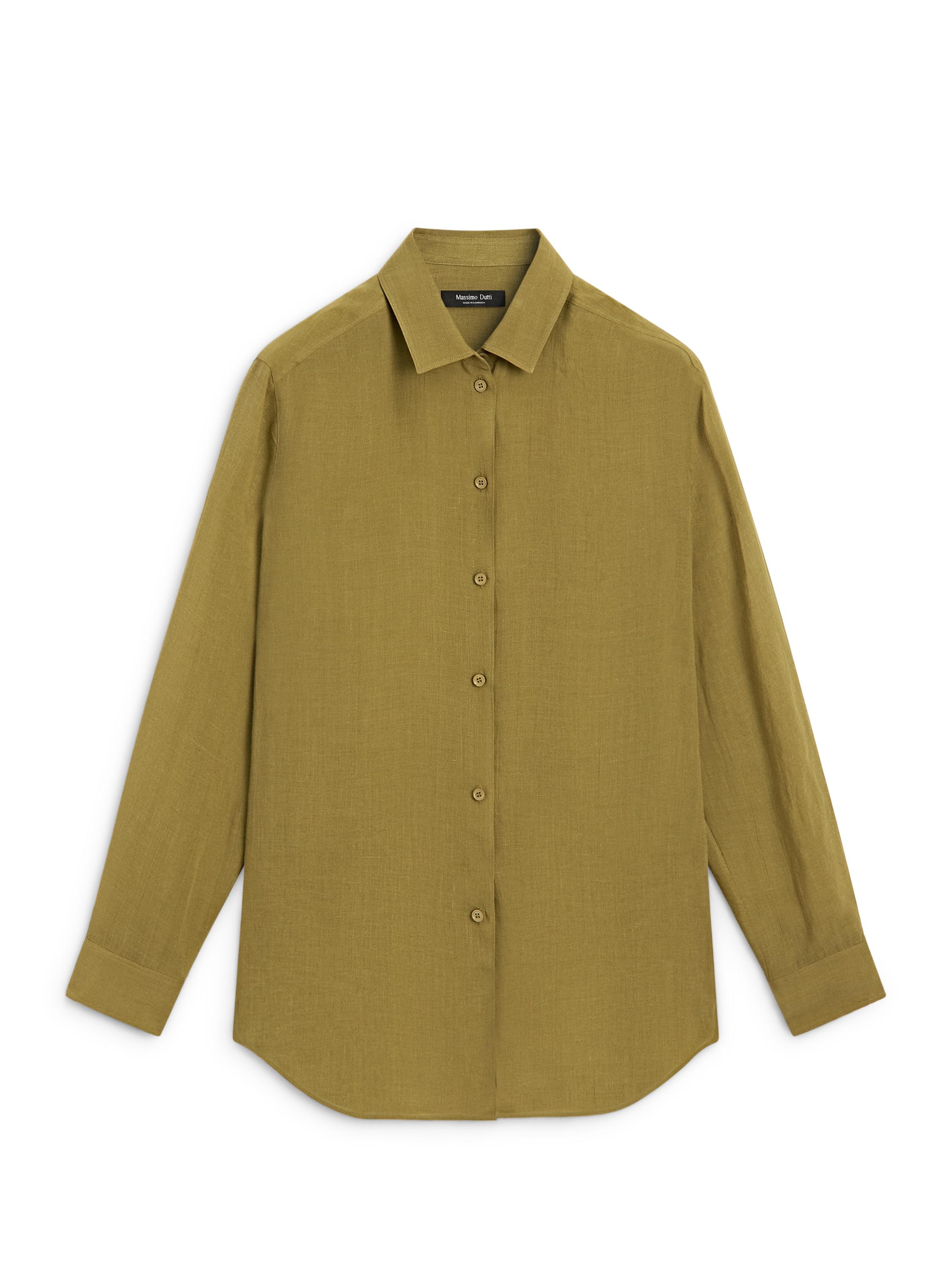 Flowing shirt with shirt collar — GREEN