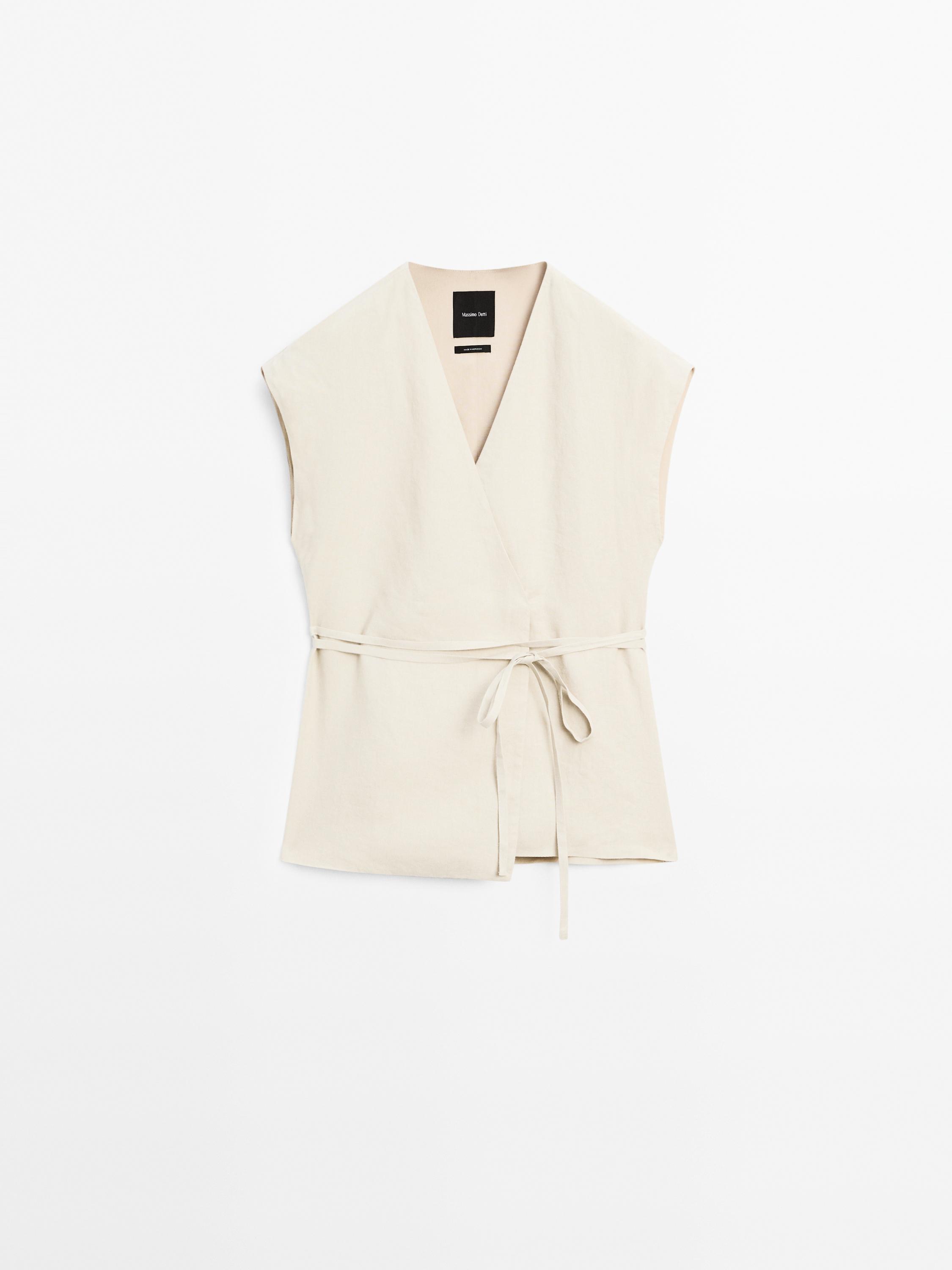 100% linen crossover waistcoat