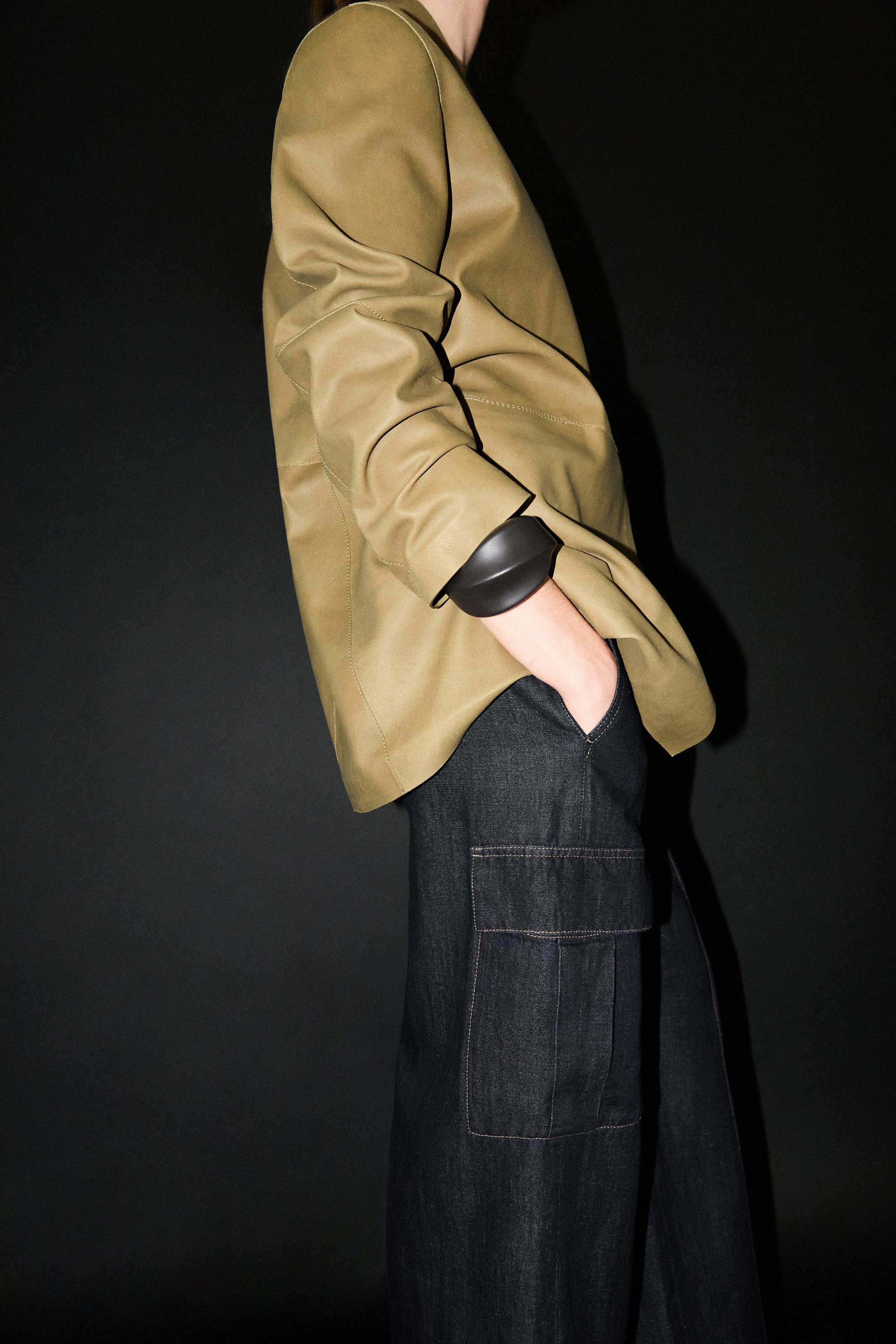 Linen blend cargo jeans — DARK BLUE